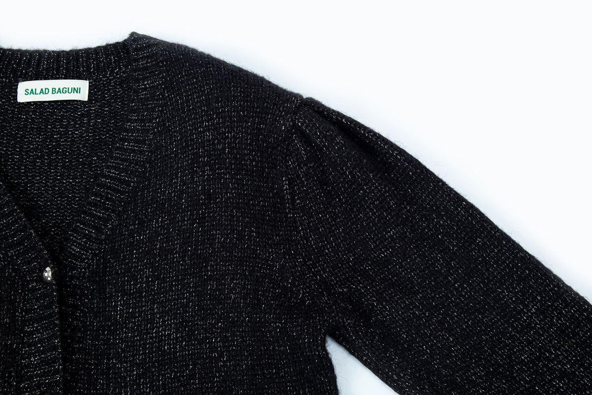 샐러드바구니(SALAD BAGUNI) Metallic Blended Cardigan - black