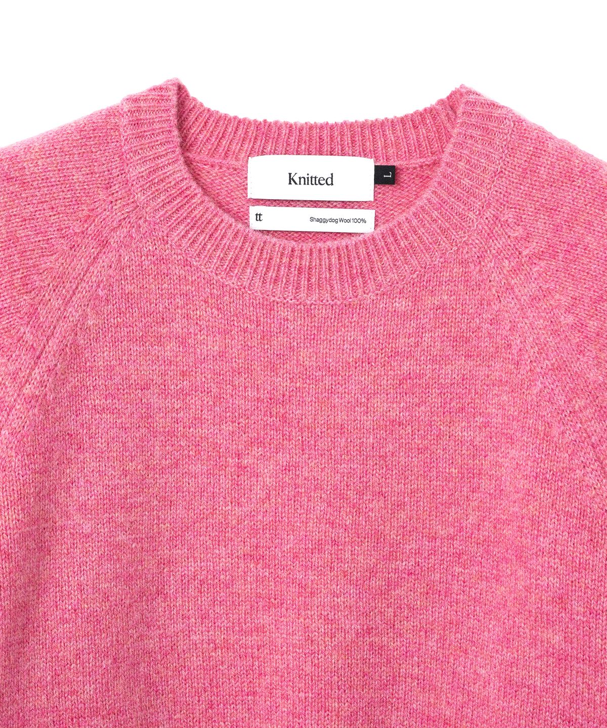 니티드(KNITTED) 쉐기독 울 100% 라운드 니트 GINGER PINK