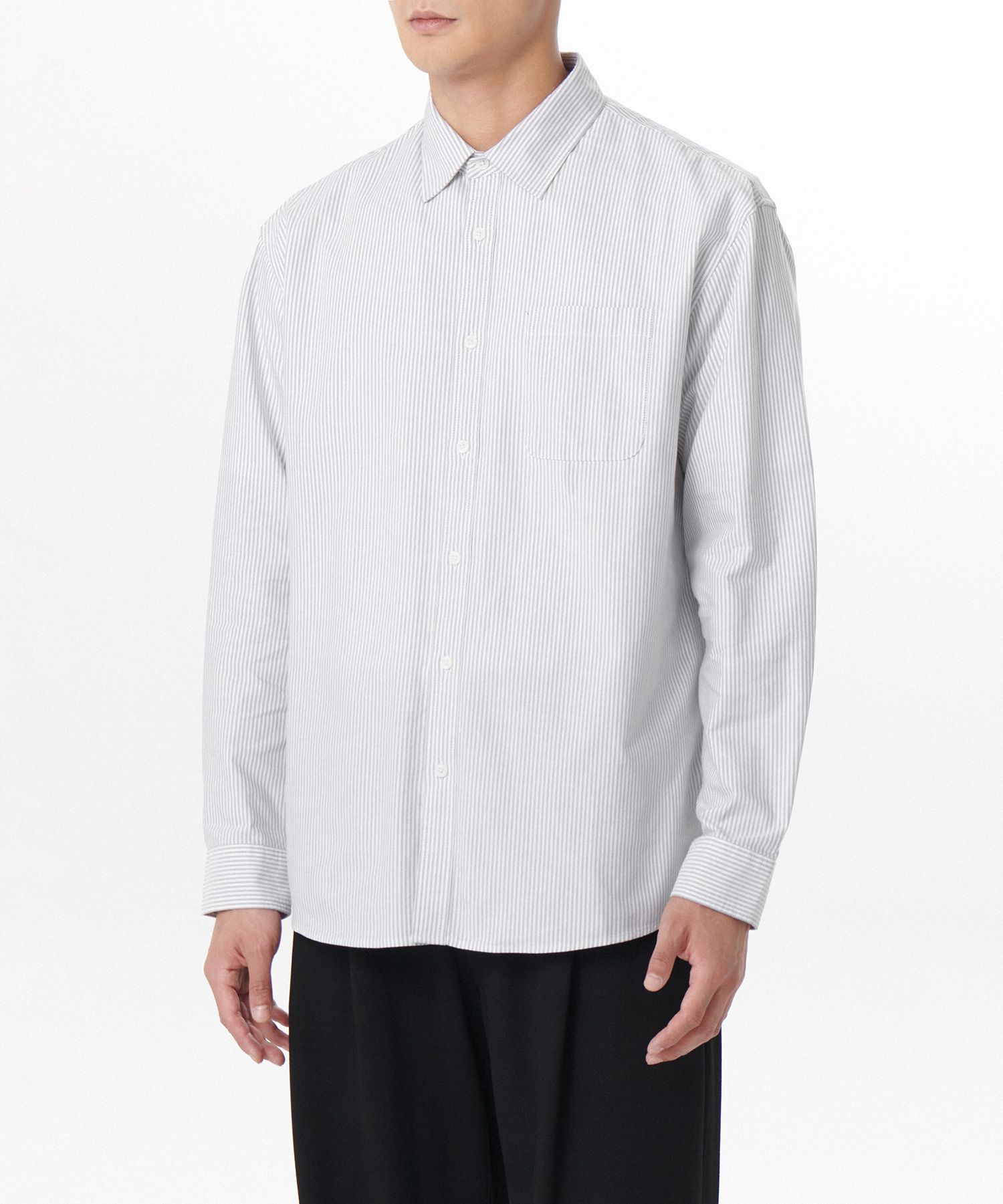 MUSINSA公式 | MUSINSA STANDARD Striped Relaxed Fit Oxford Shirt