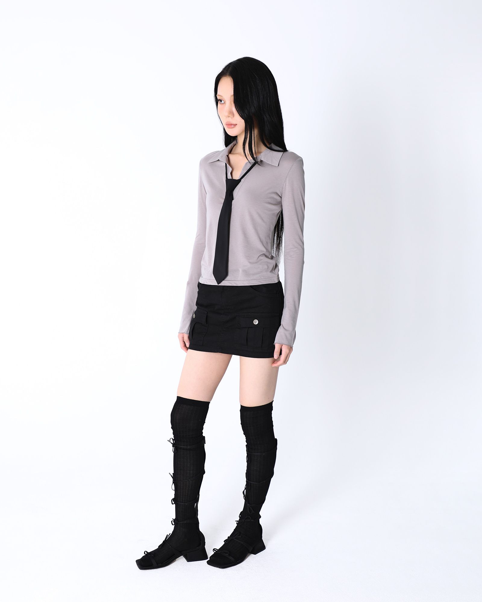 ★2023FW新作★SIO★COLLAR LONG SLEEVE TOP MUSINSA | SIO Collar long sleeve top [gray]