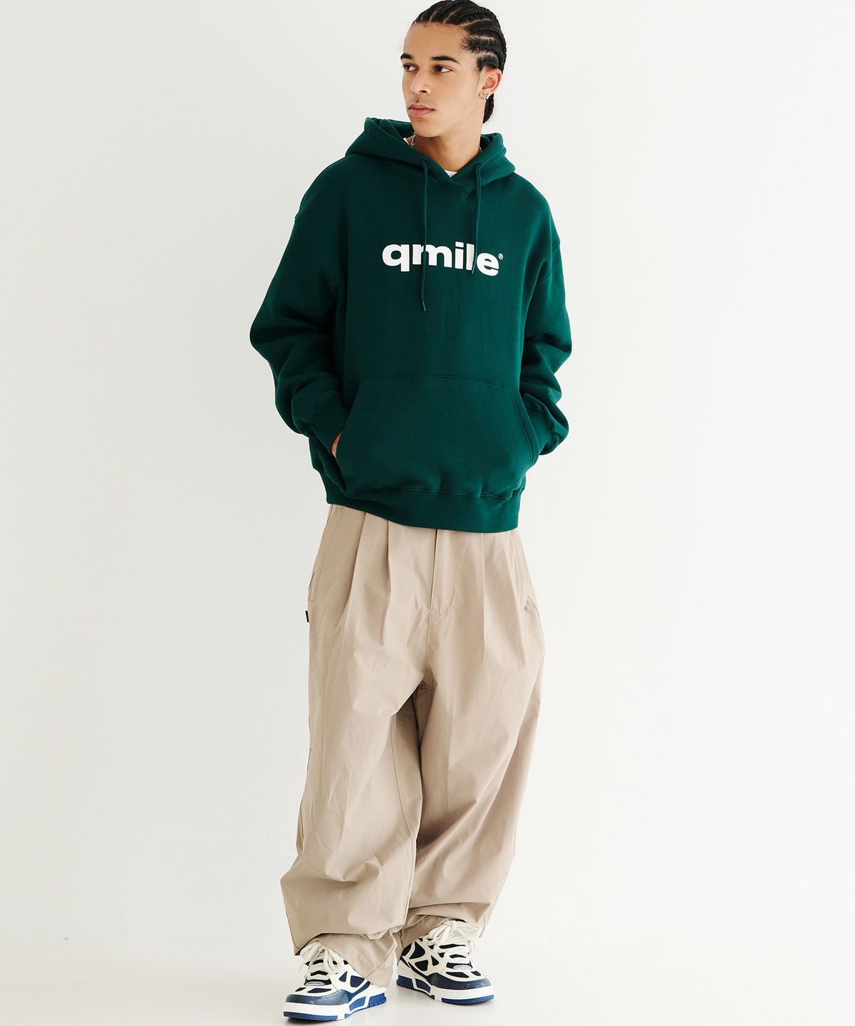 큐마일(QMILE) 421 투턱 팬츠 베이지