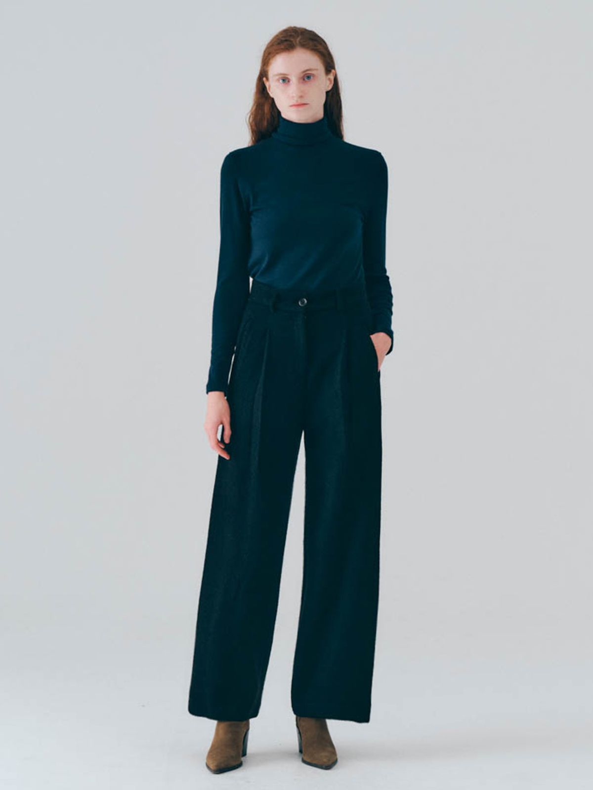 노우드(NOEUD) Wool boucle pants (Black)