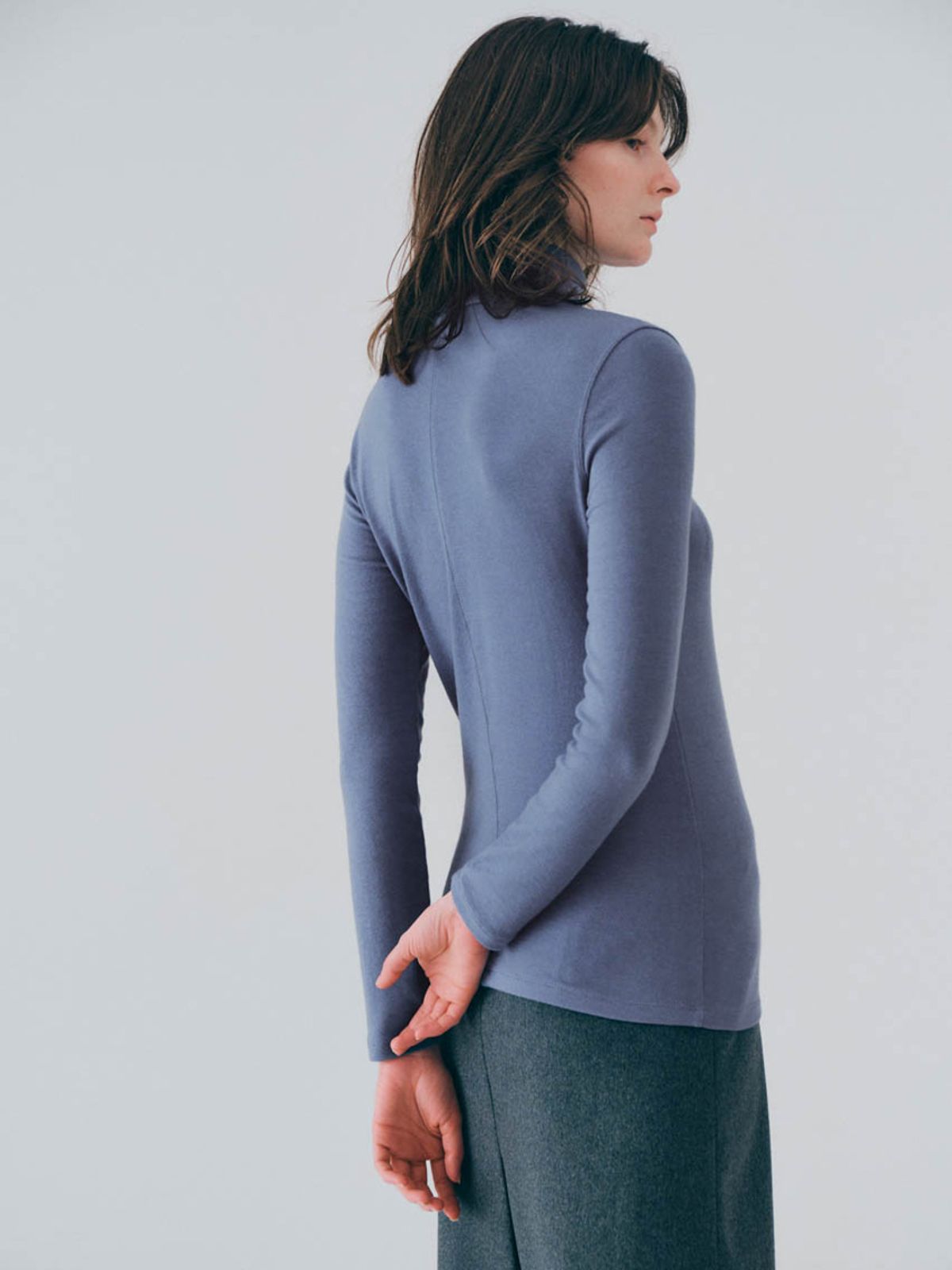 노우드(NOEUD) Basic wool turtleneck top (Skyblue)