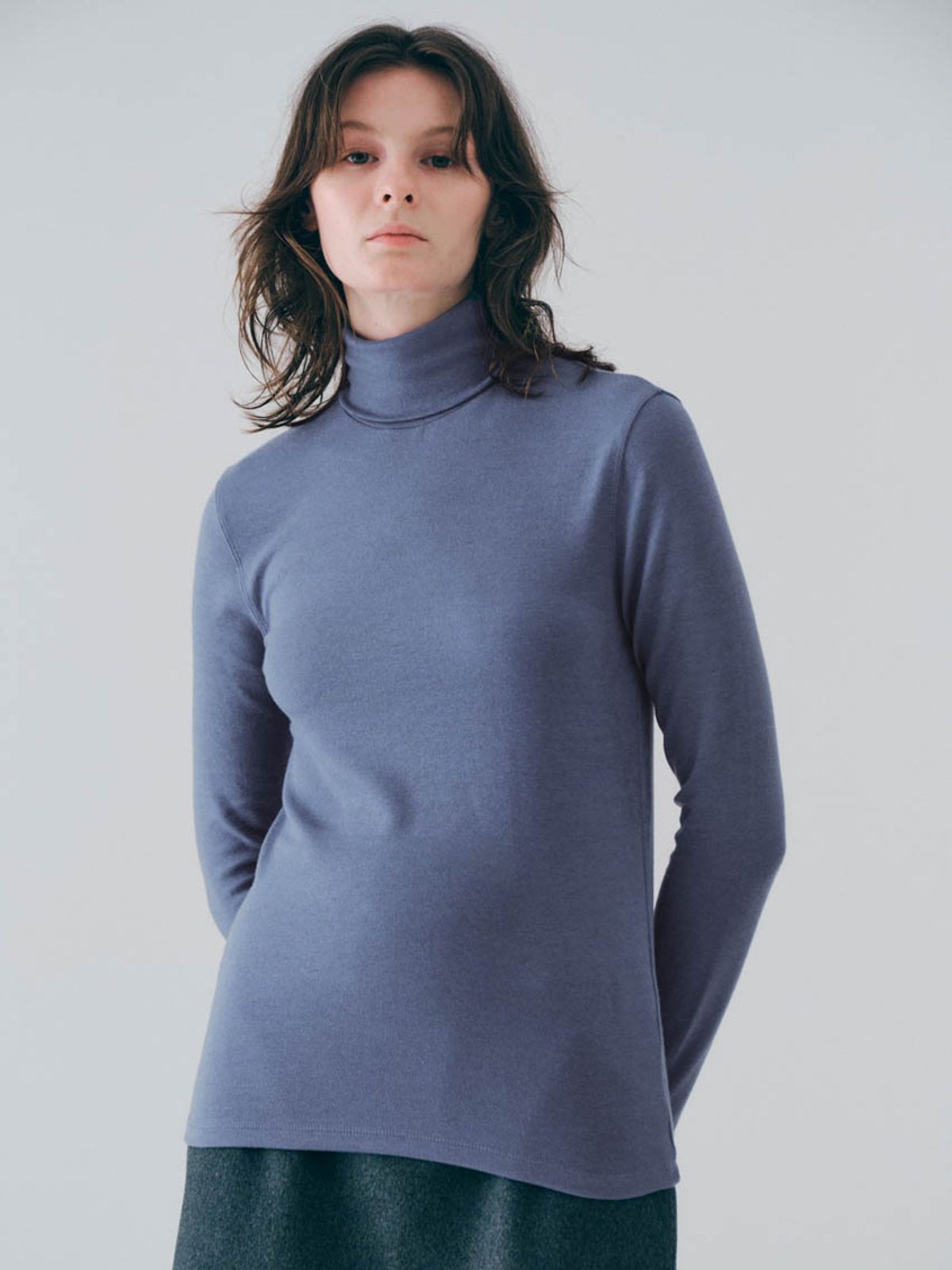 노우드(NOEUD) Basic wool turtleneck top (Skyblue)