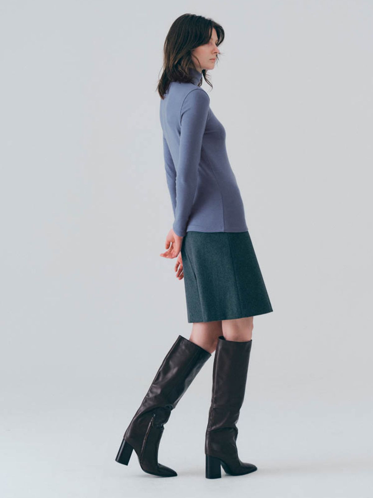 노우드(NOEUD) Basic wool turtleneck top (Skyblue)
