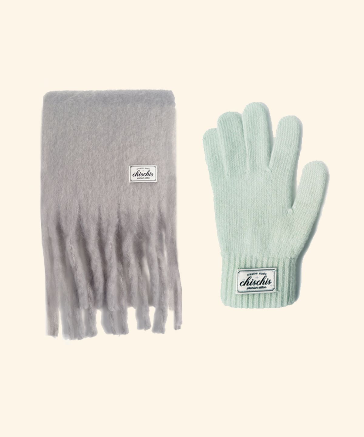 치스치스(CHISCHIS) PLUFFY MUFFLER & GLOVES SET - 6color