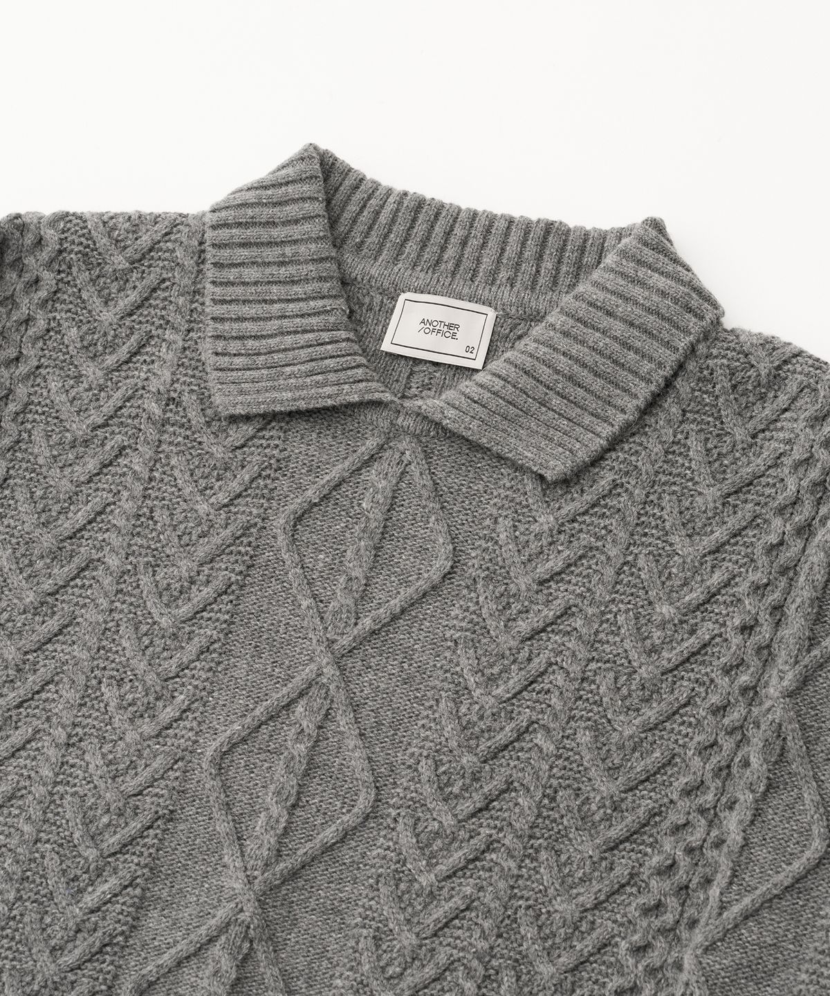 어나더 오피스(ANOTHER OFFICE) Fisherman cable Knit (Heather Gray)