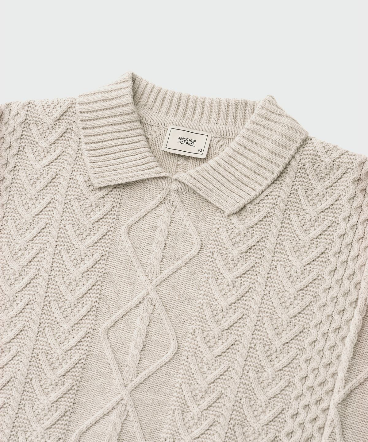 어나더 오피스(ANOTHER OFFICE) Fisherman cable Knit (Oatmeal)