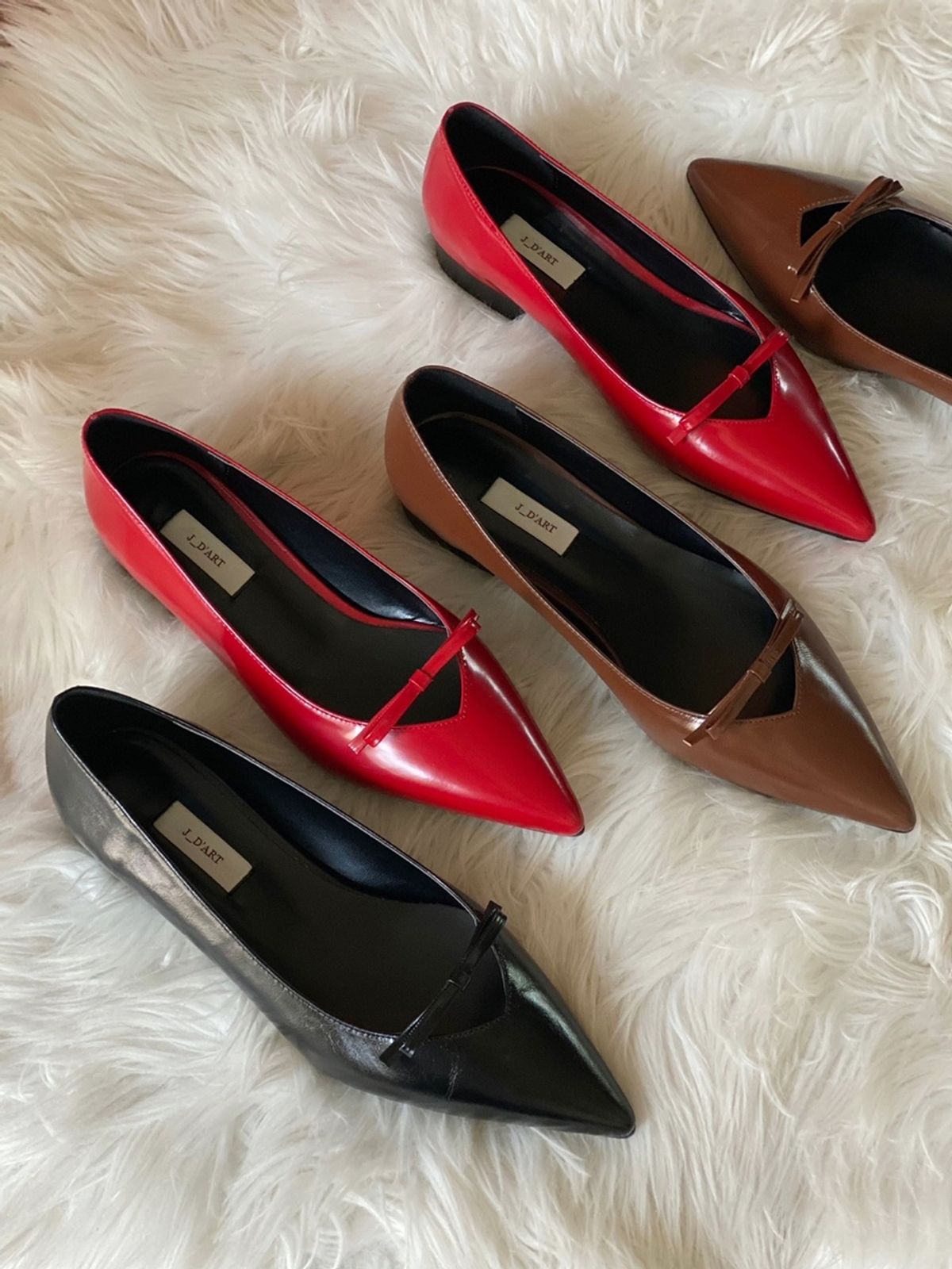 쥬다르(JEU DART) Scarlett ribbon flat red