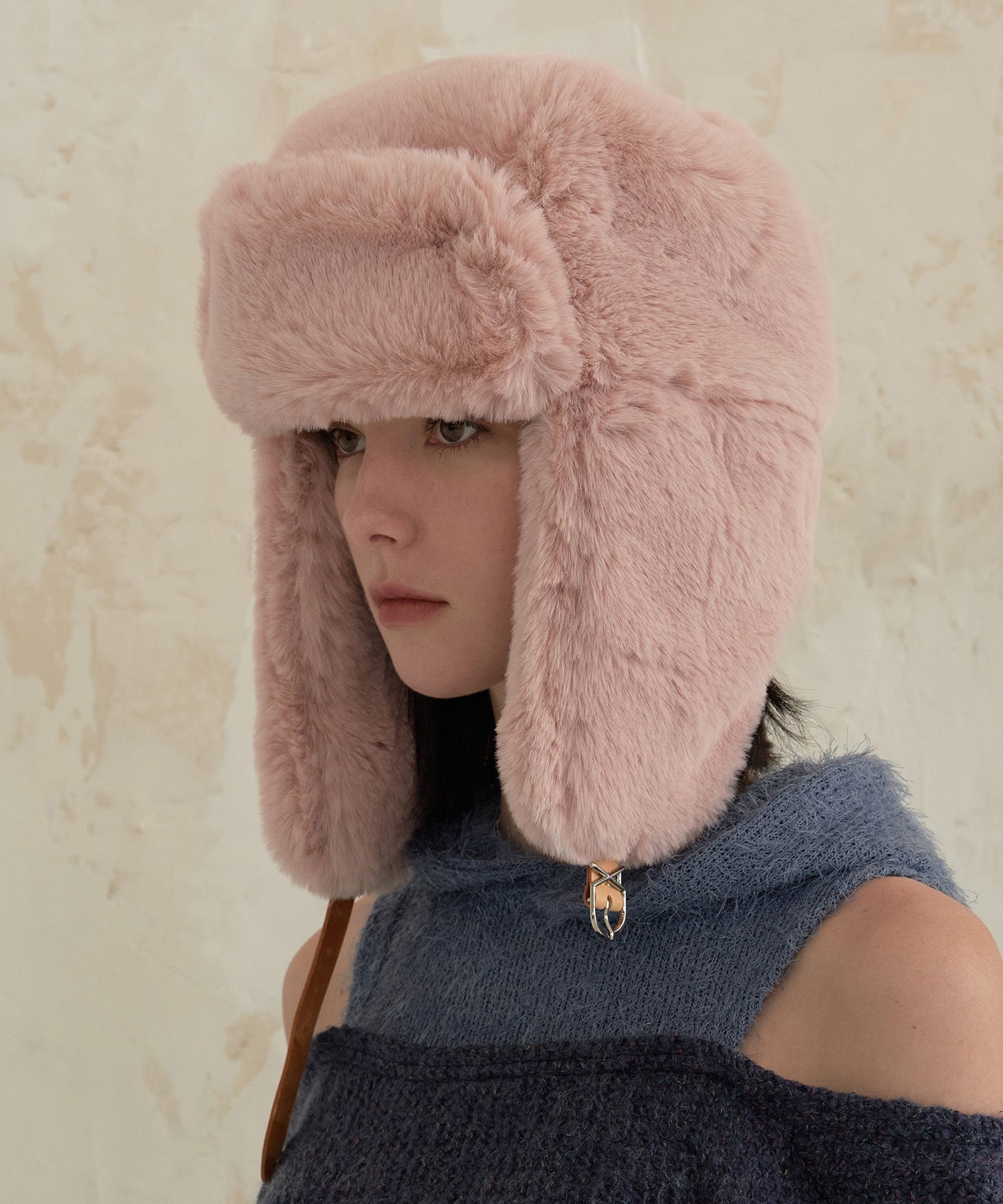 [VARZAR] VA Stud Buckle Eco Fur Trooper Hat (3color)☆公式☆ Designer fashion, Seoul-fully created | W Concept