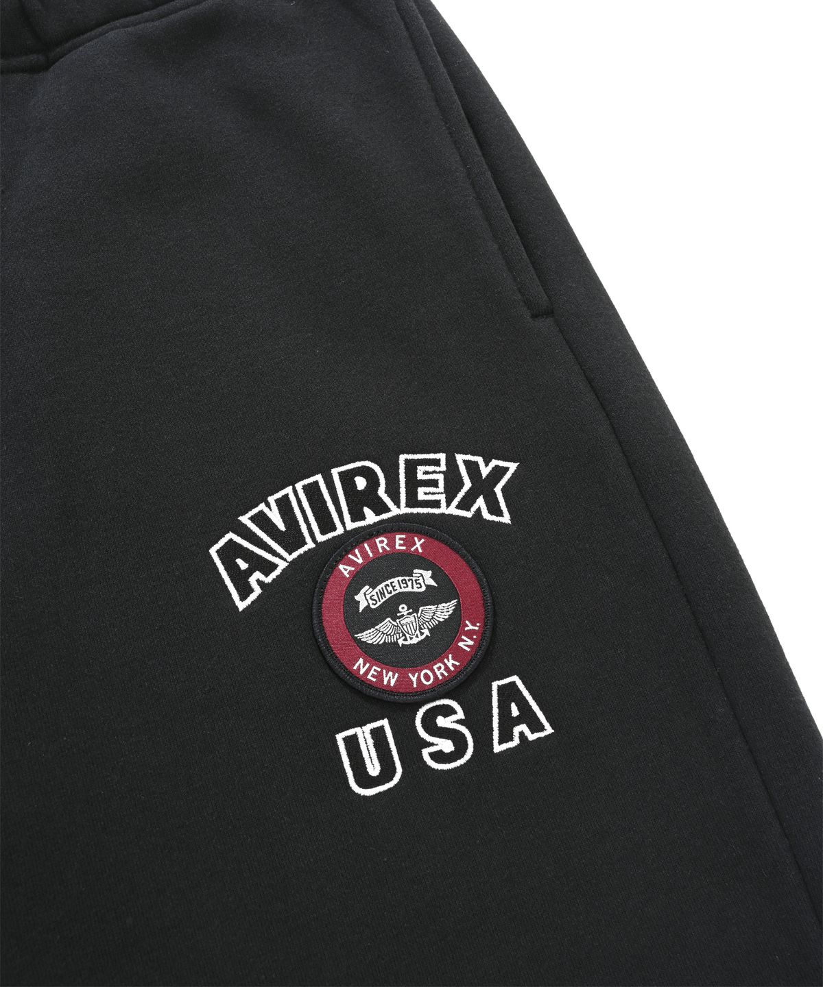 아비렉스(AVIREX) 바시티 로고 기모 조거 팬츠 / 7834910004 블랙