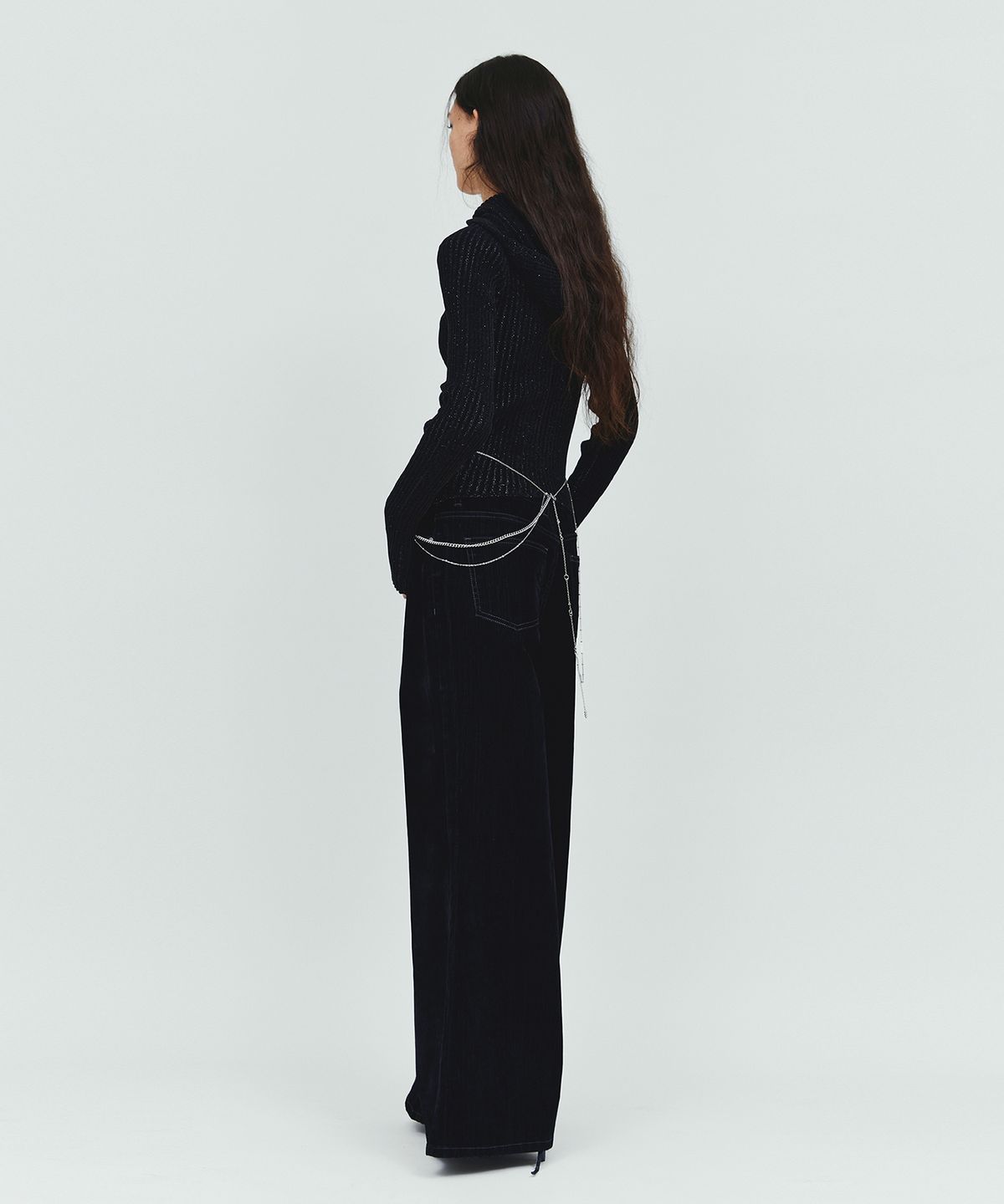 다이애그널(DIAGONAL) METAL HOODIE ZIP UP KNIT (black)