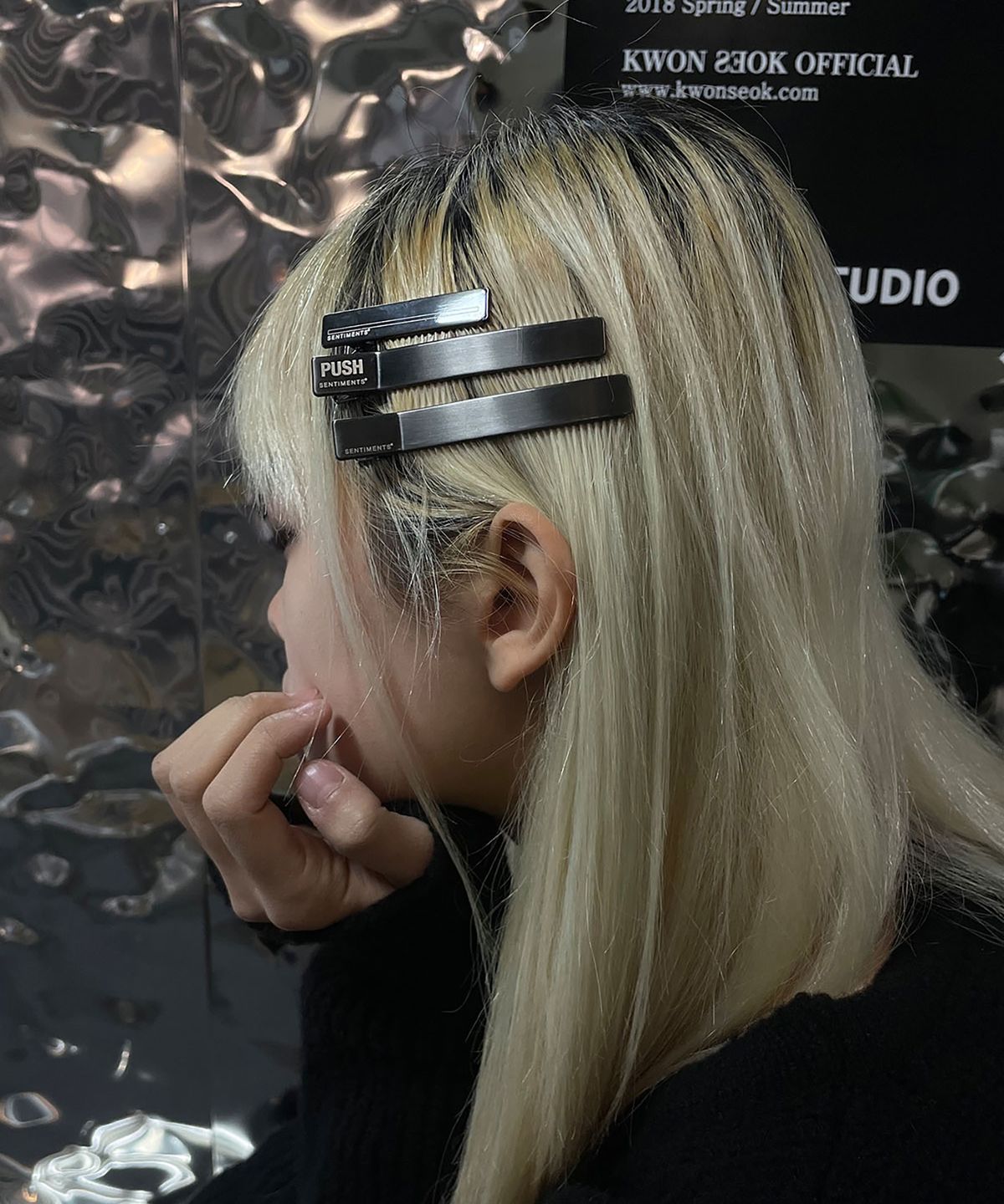 센티멍(SENTIMENTS) NO.290 [BLACK] HAIR PIN 3set 푸쉬핀 클립