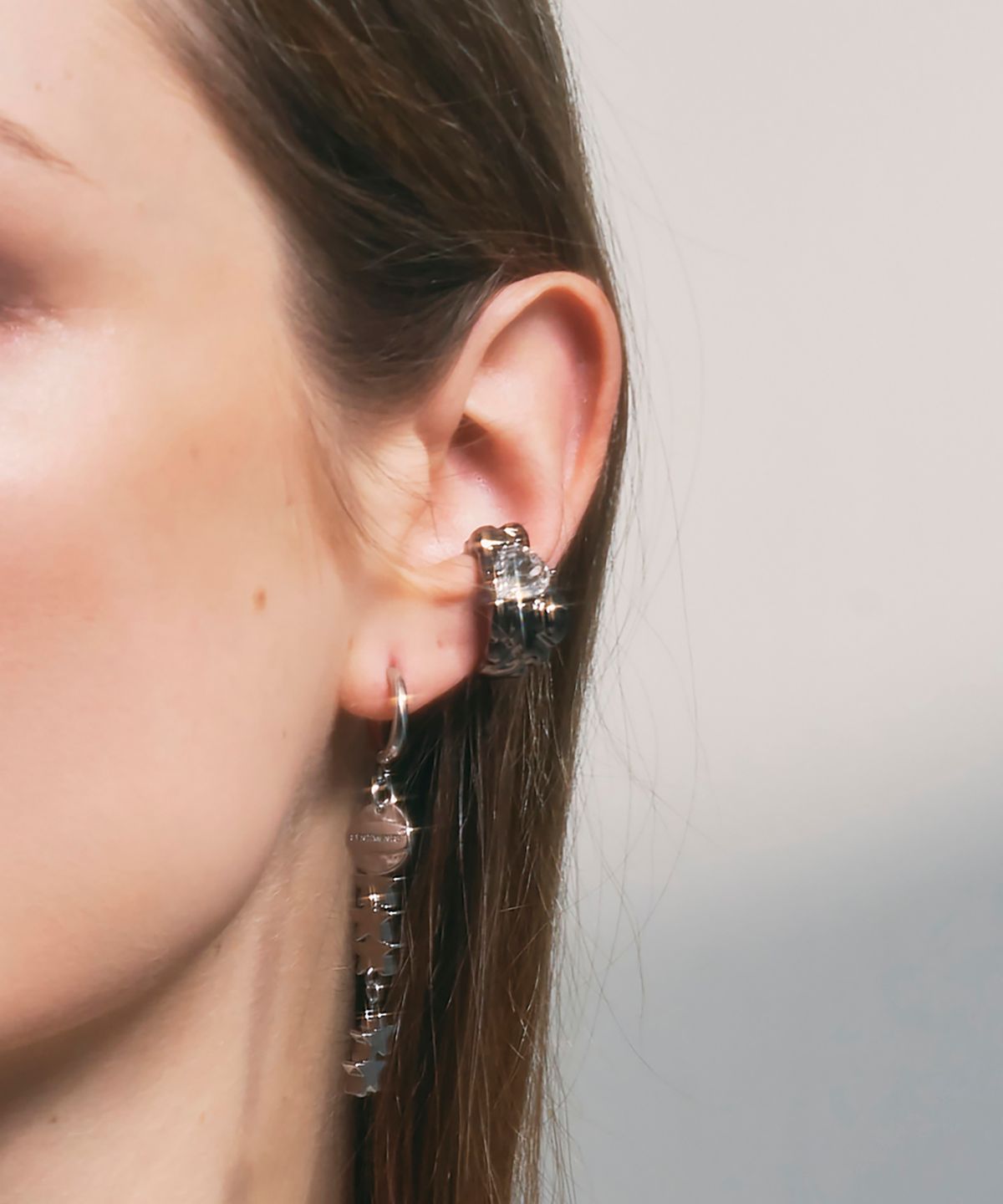 센티멍(SENTIMENTS) NO.317 [BLACK] GEOMETRY HEART EARCUFF