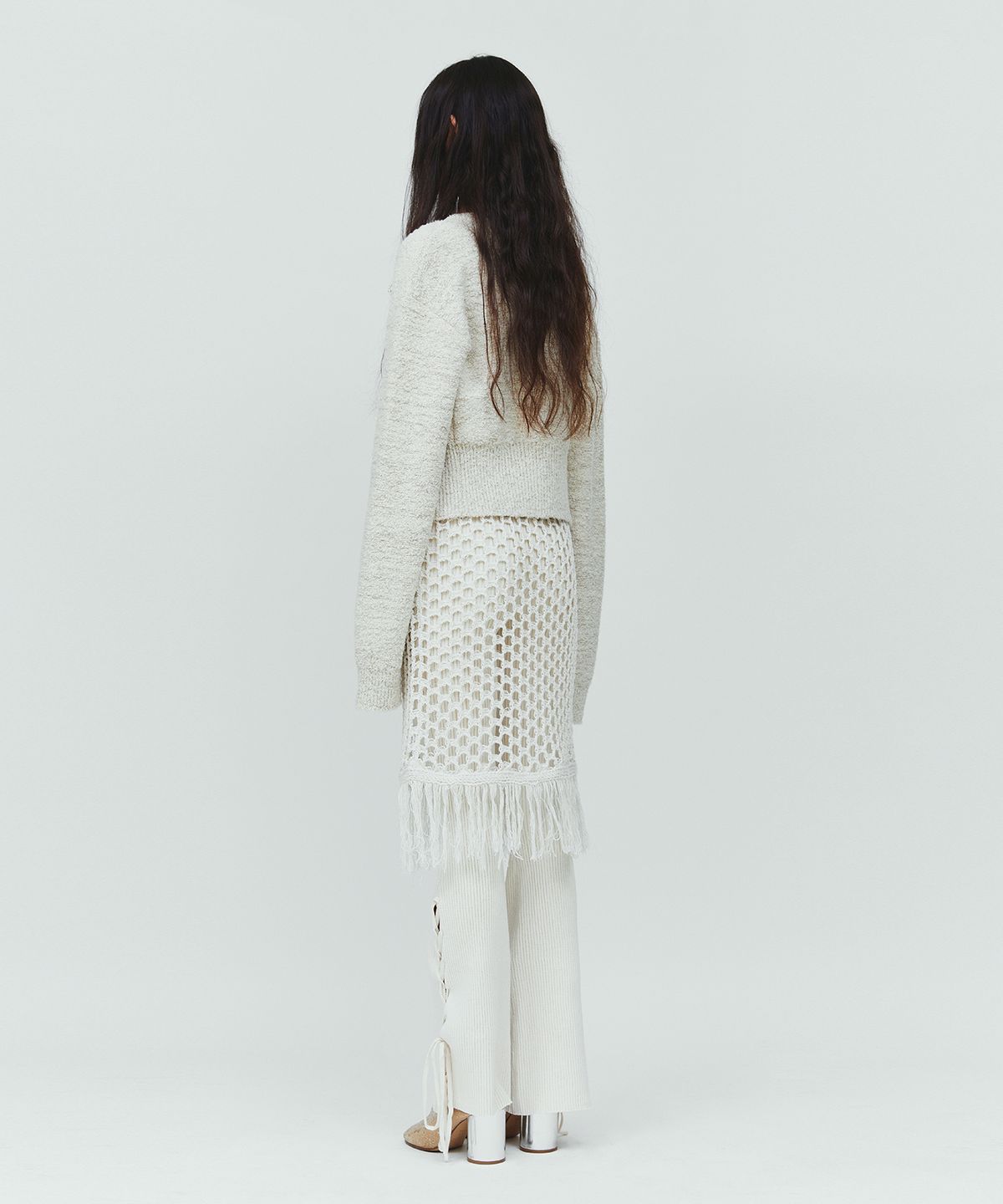 다이애그널(DIAGONAL) BOUCLE METAL CARDIGAN (ivory)