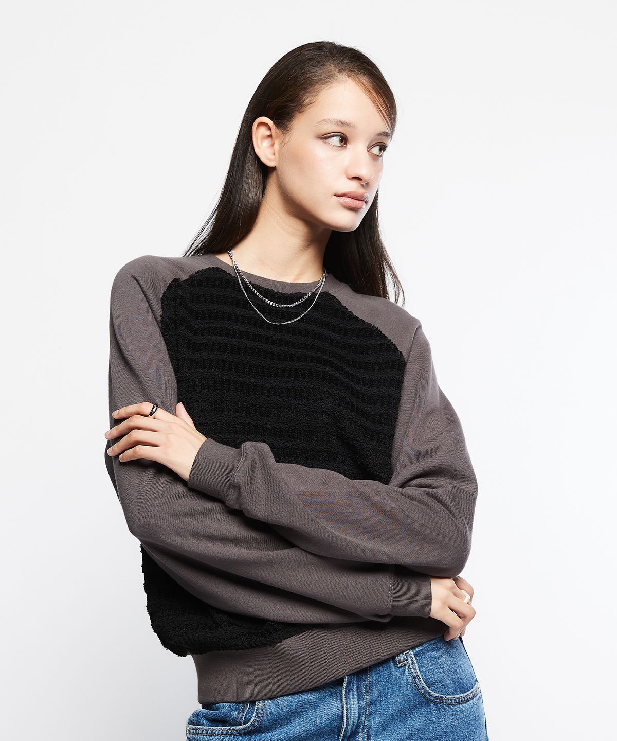 라티젠(LARTIGENT) L7 WAFFLE KNIT SWEATSHIRT(CHARCOAL)