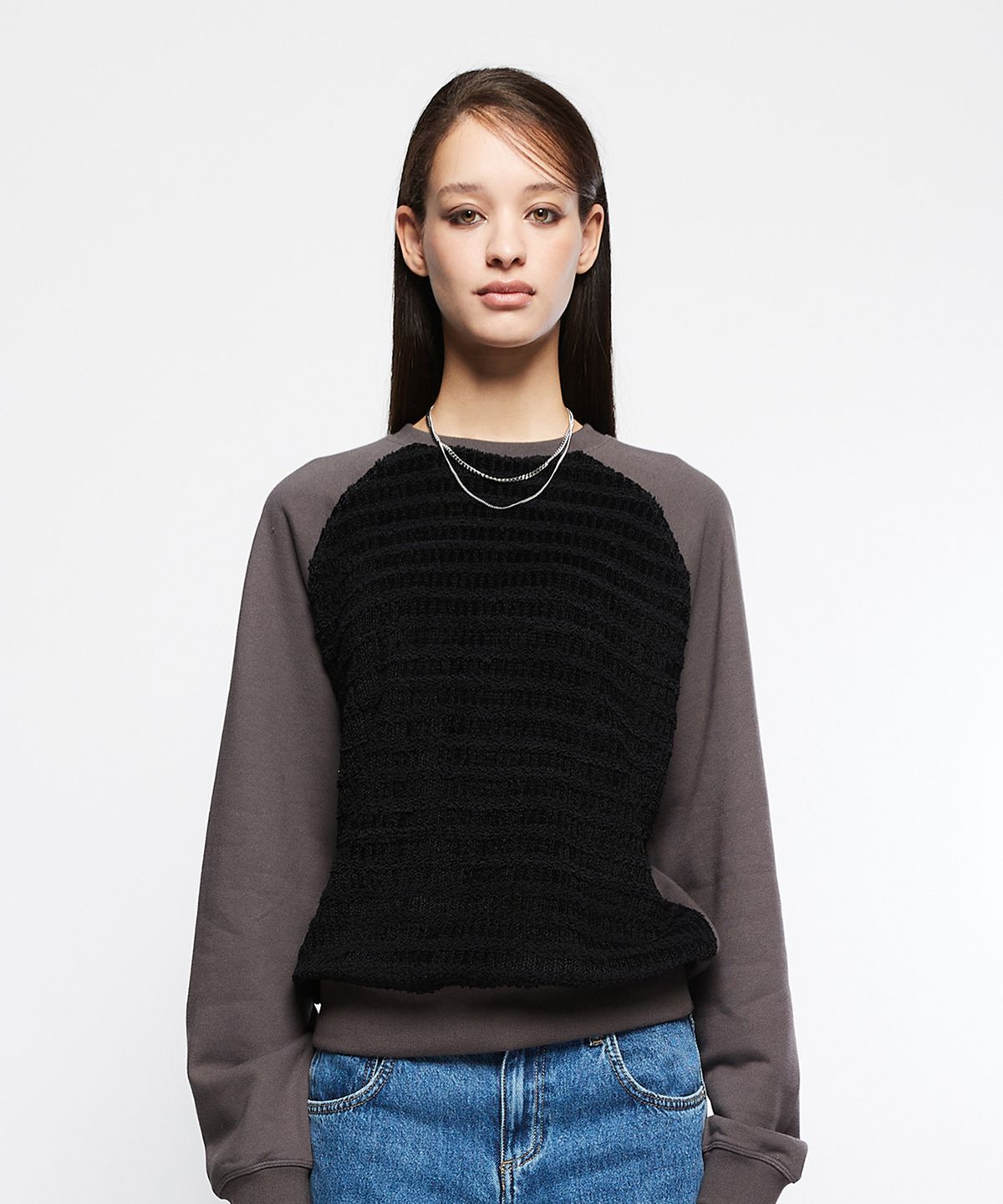 라티젠(LARTIGENT) L7 WAFFLE KNIT SWEATSHIRT(CHARCOAL)