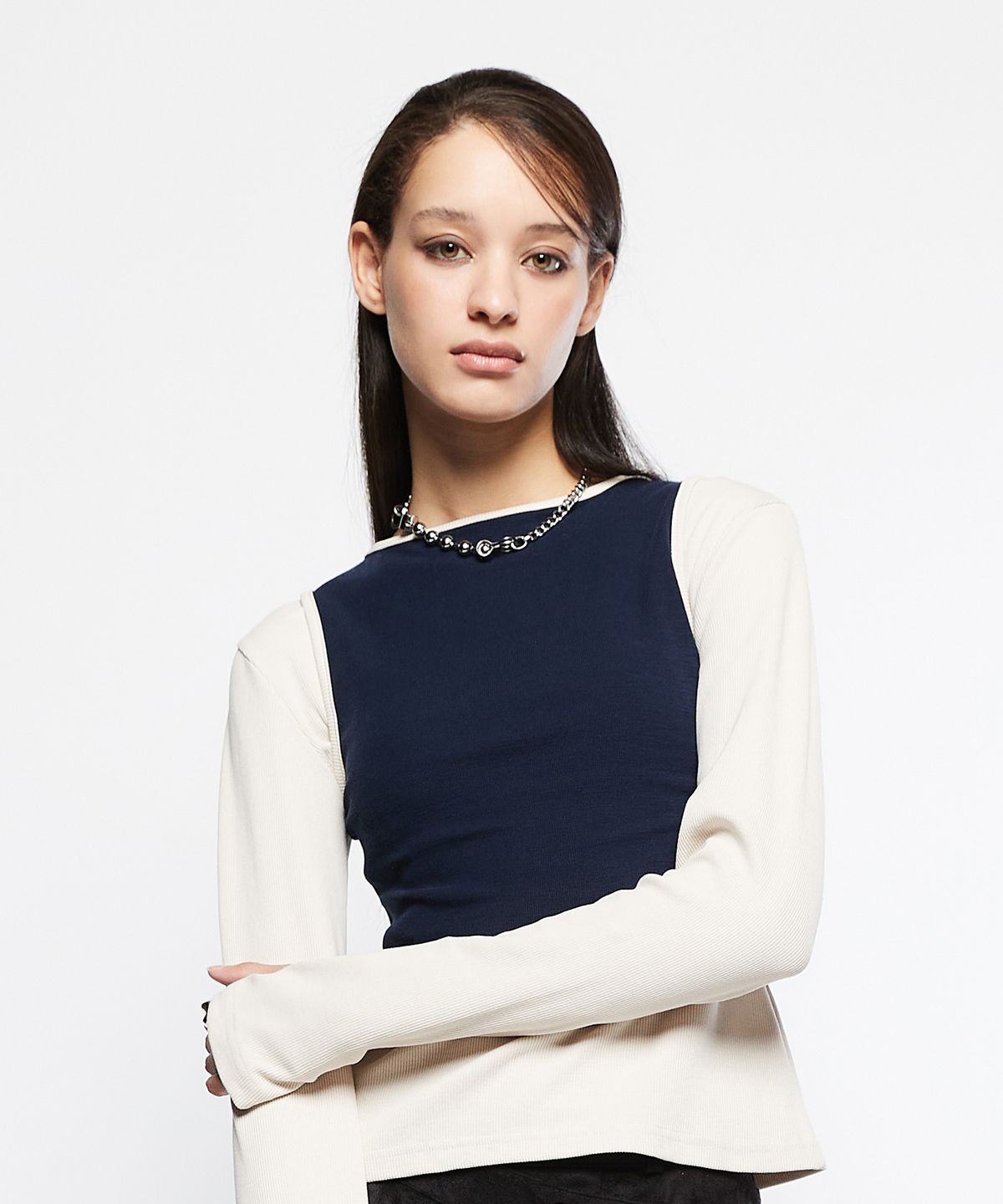 라티젠(LARTIGENT) L7 SLIM LAYERED T-SHIRT SET(NAVY)