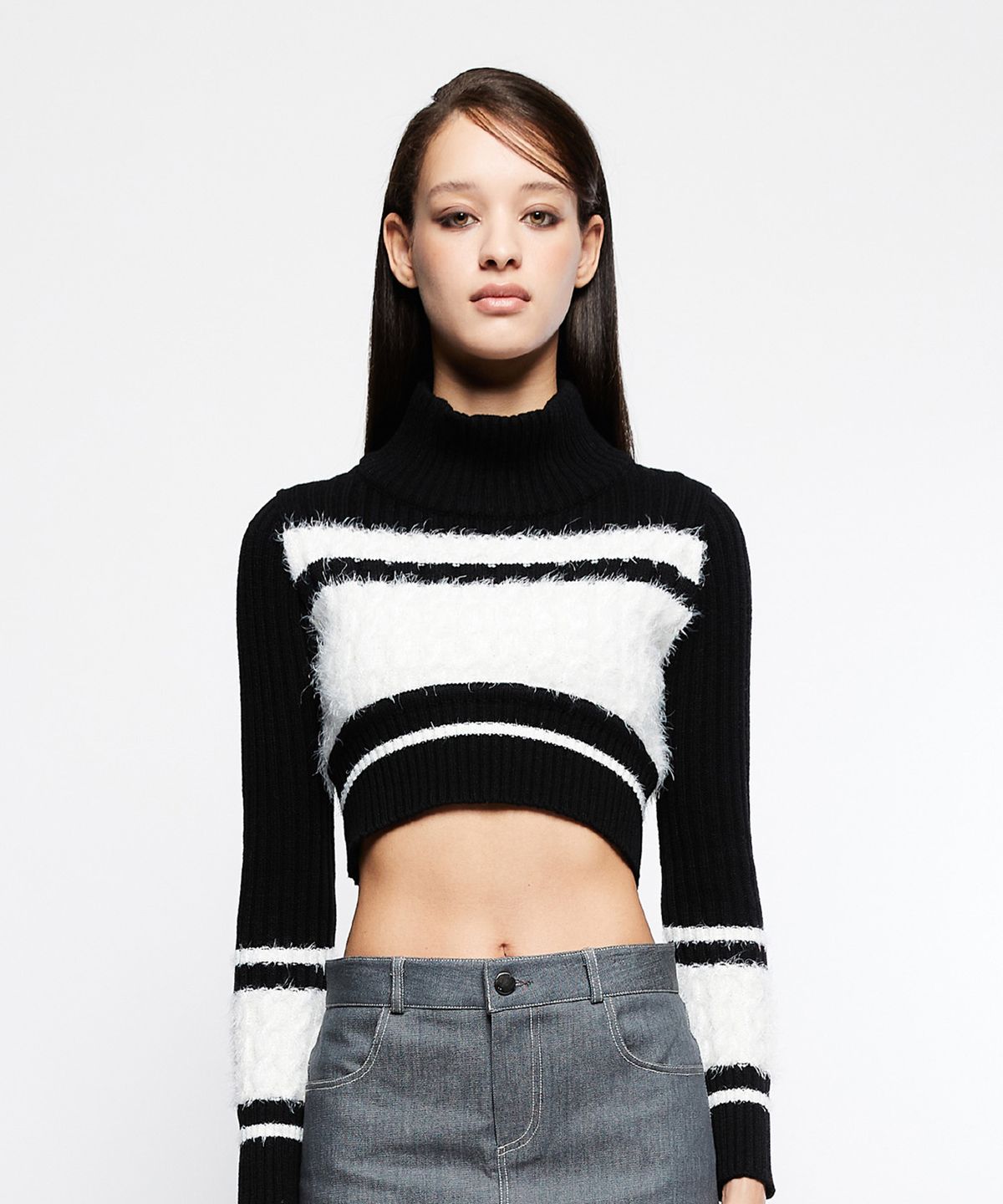 라티젠(LARTIGENT) L7 COLORBLOCK KNIT BOLERO(BLACK)
