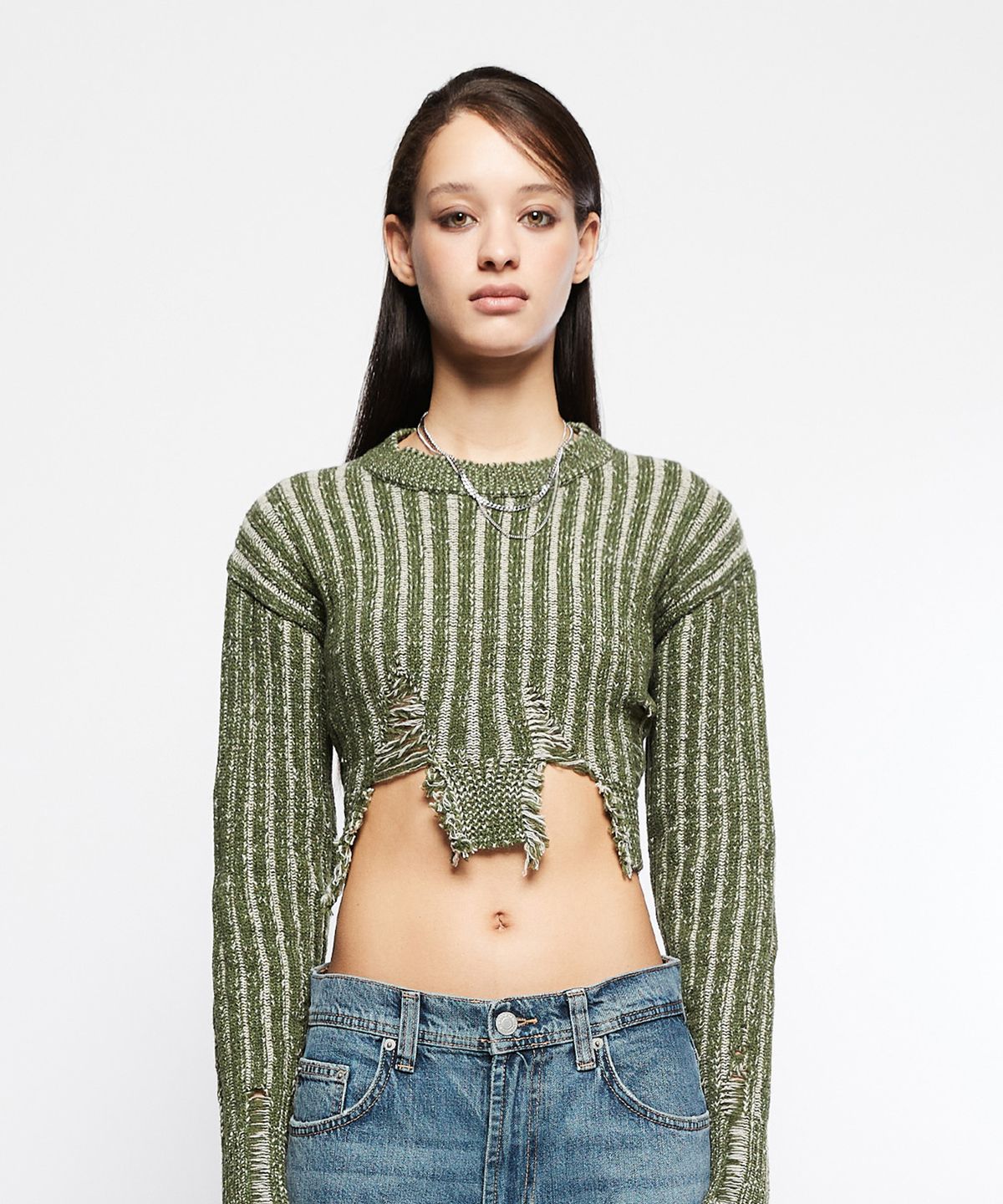 라티젠(LARTIGENT) L7 CROP DAMAGE KNIT(KHAKI)