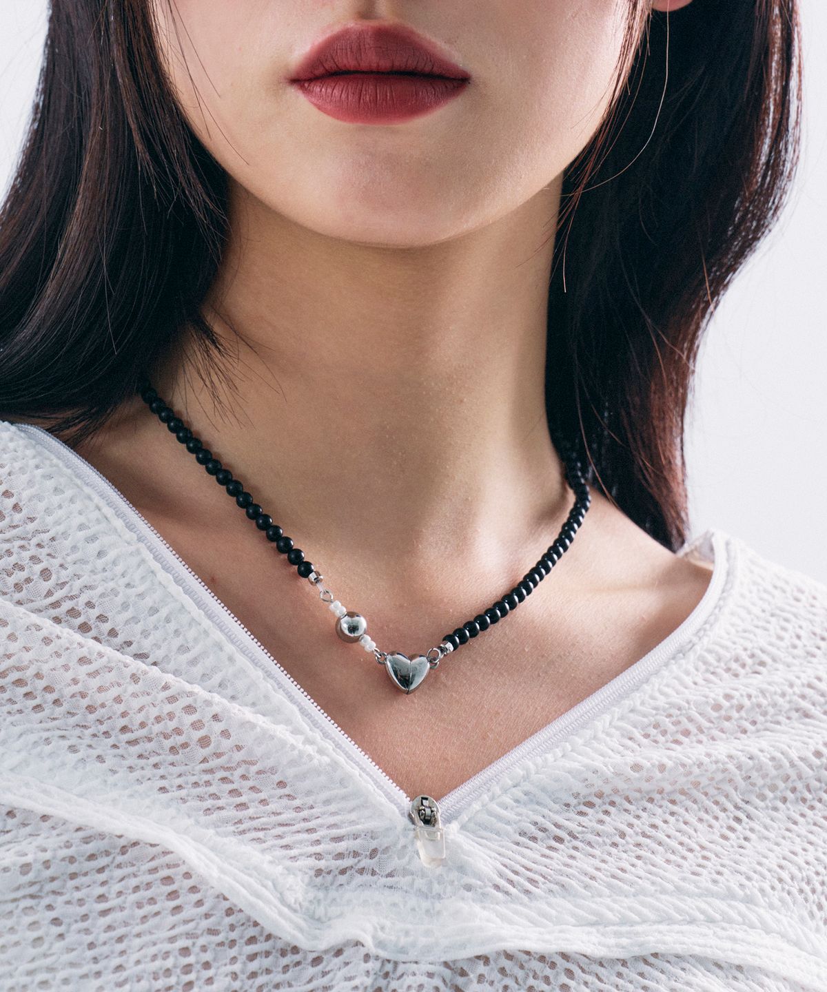 센티멍(SENTIMENTS) NO.435 [BLACK] HEART ONYX NECKLACE