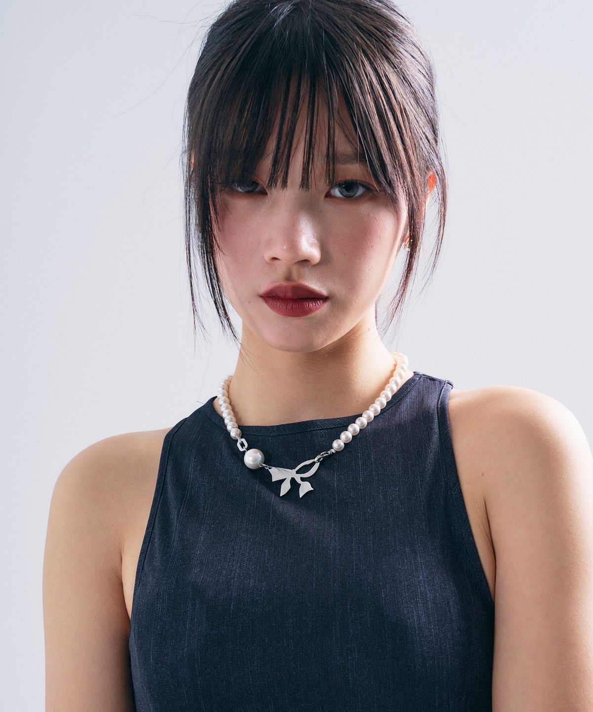 센티멍(SENTIMENTS) NO.437  PEARL RIBBON NECKLACE