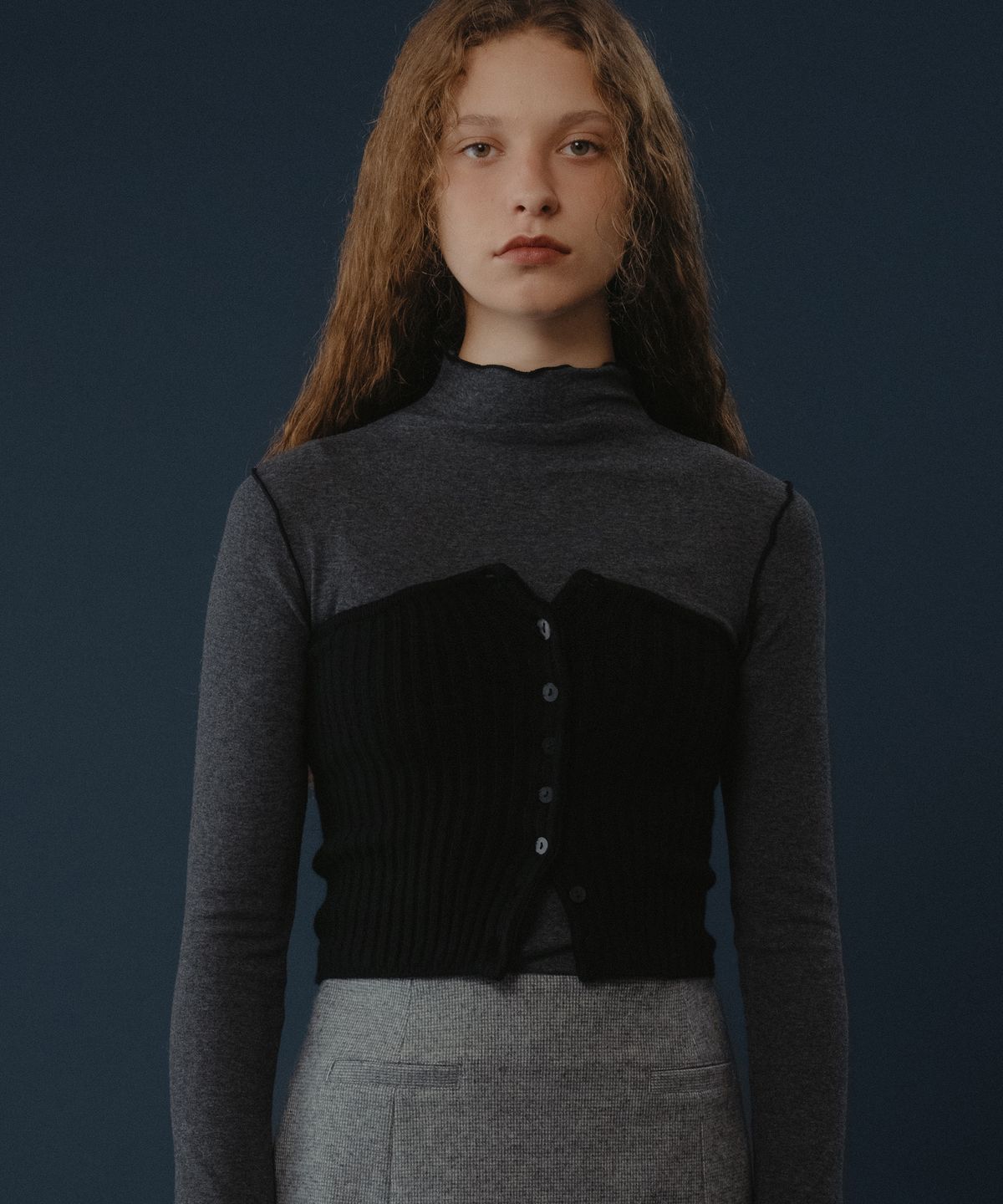 유라고(URAGO) Button ribbed tube top