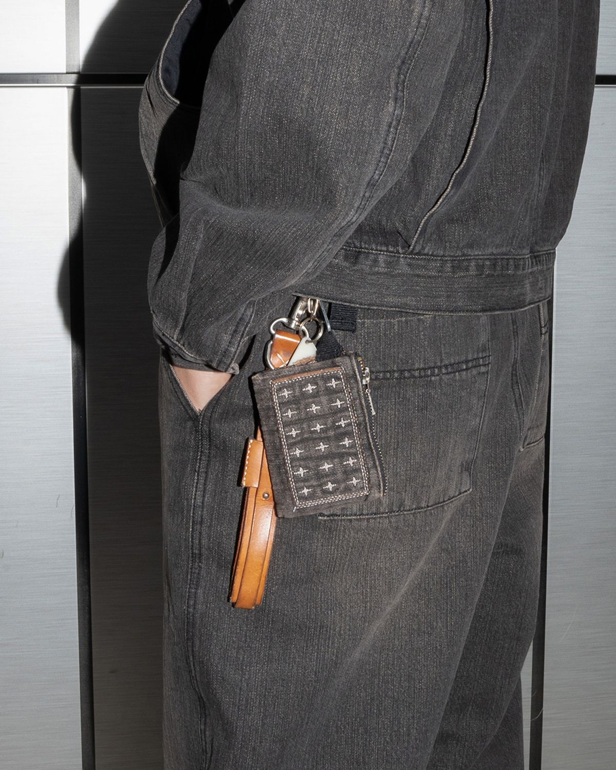 카락터(KARACTOR) Patchwork denim card wallet / Vintage black