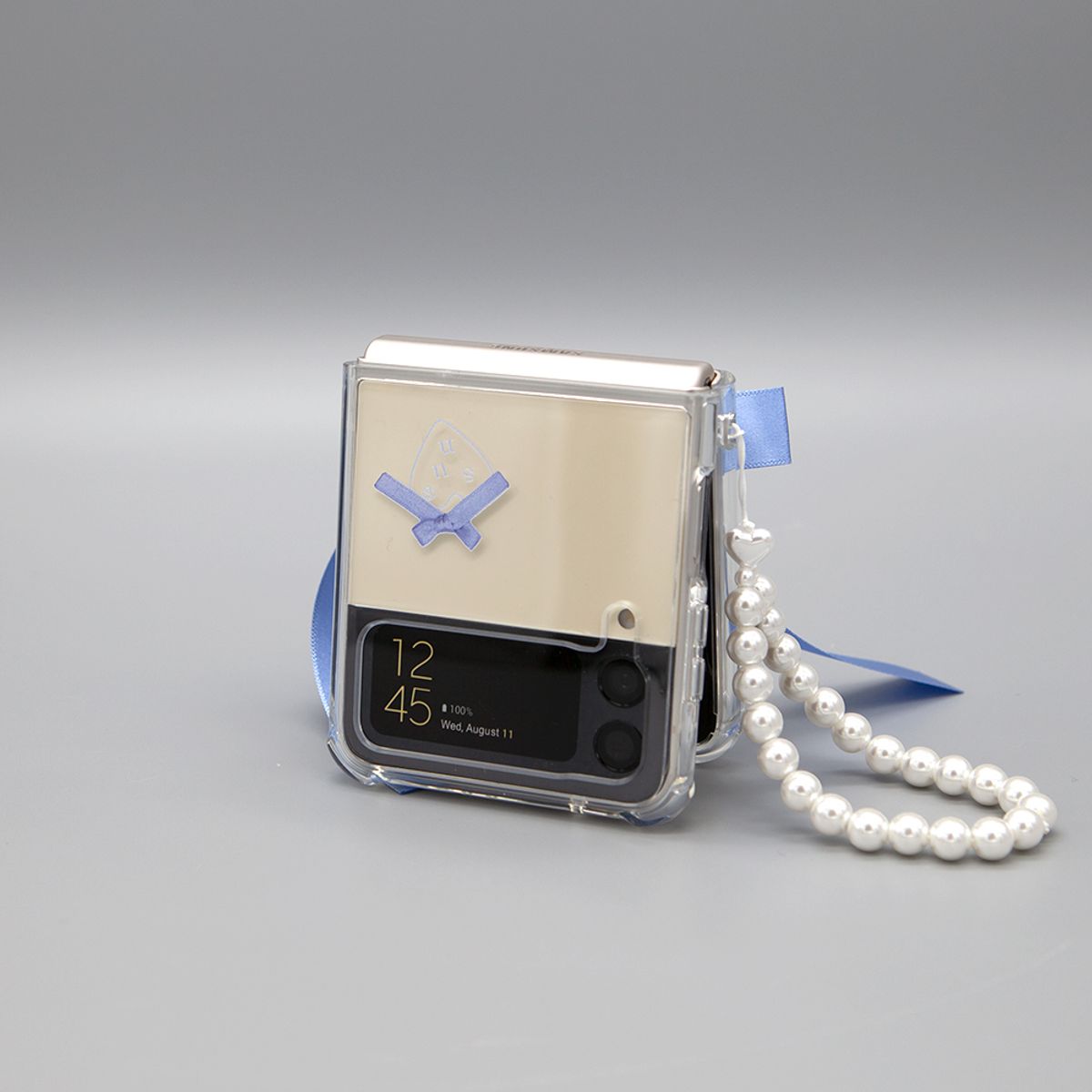 세컨드유니크네임(SECOND UNIQUE NAME) SUN CASE CLEAR BALLET RIBBON BLUE (Z FLIP)