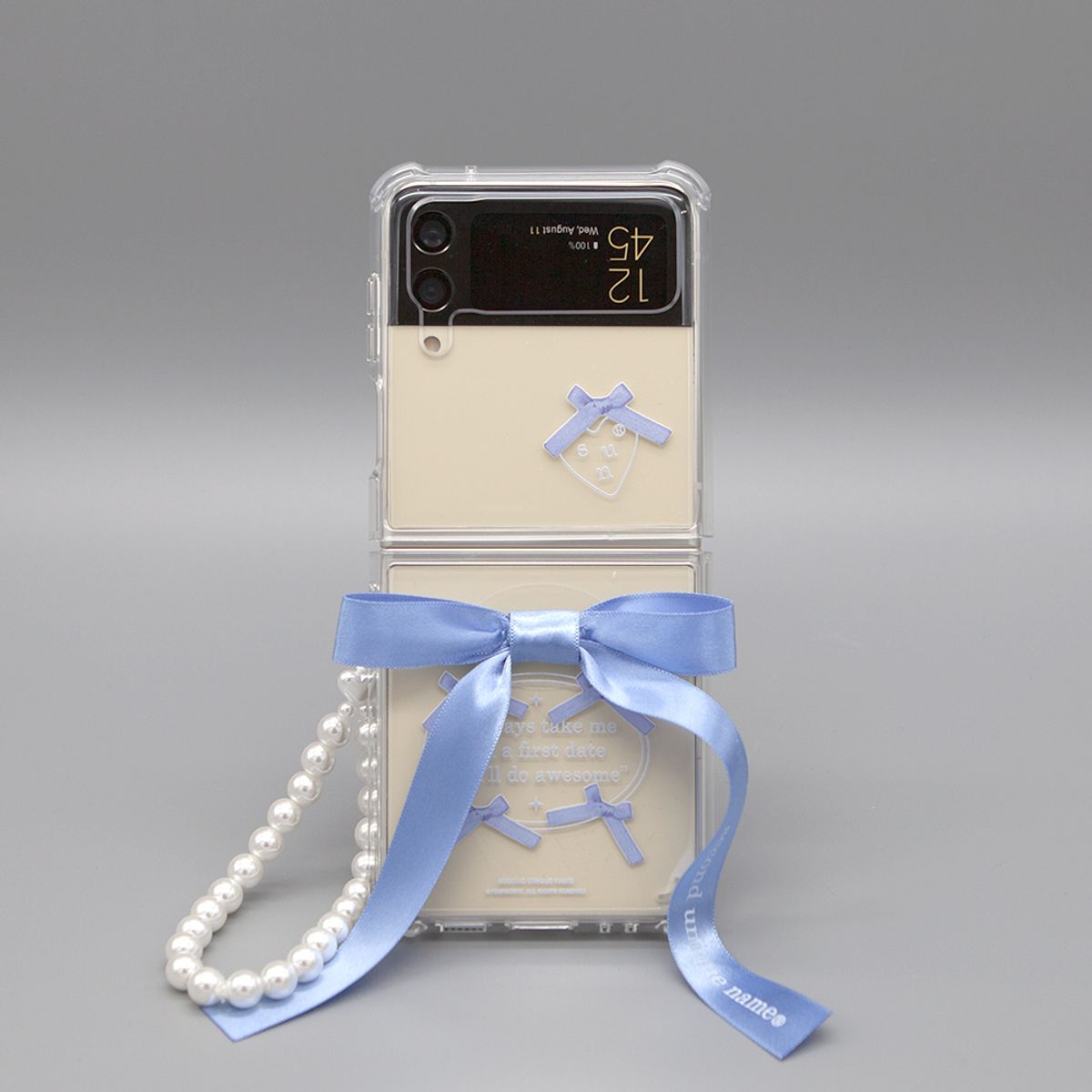 세컨드유니크네임(SECOND UNIQUE NAME) SUN CASE CLEAR BALLET RIBBON BLUE (Z FLIP)