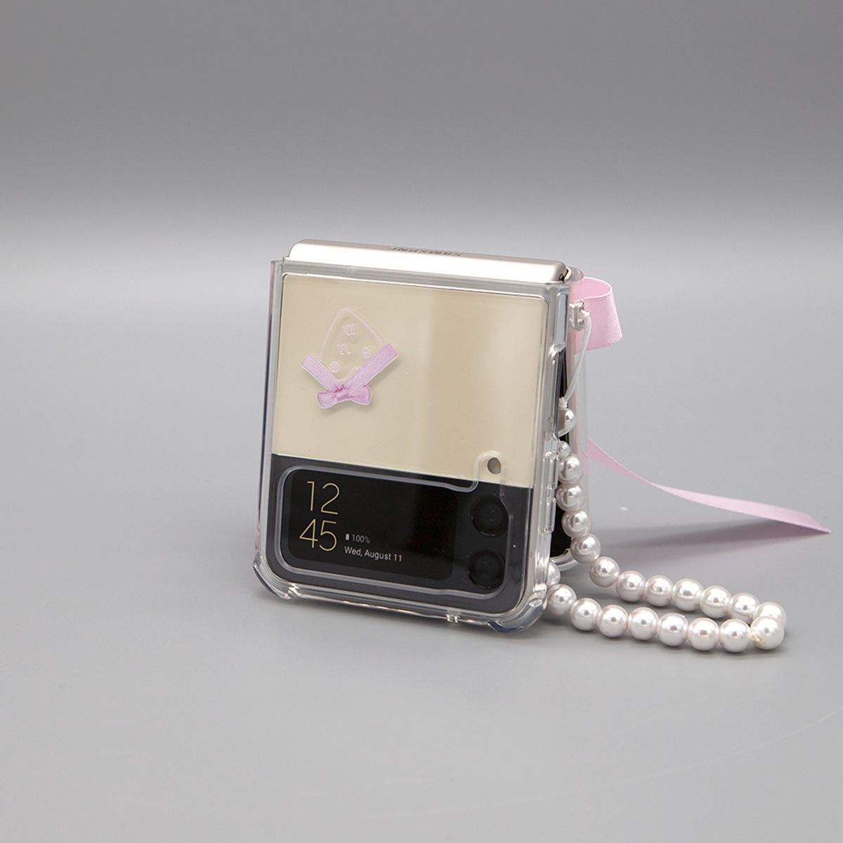 세컨드유니크네임(SECOND UNIQUE NAME) SUN CASE CLEAR BALLET RIBBON PINK (Z FLIP)