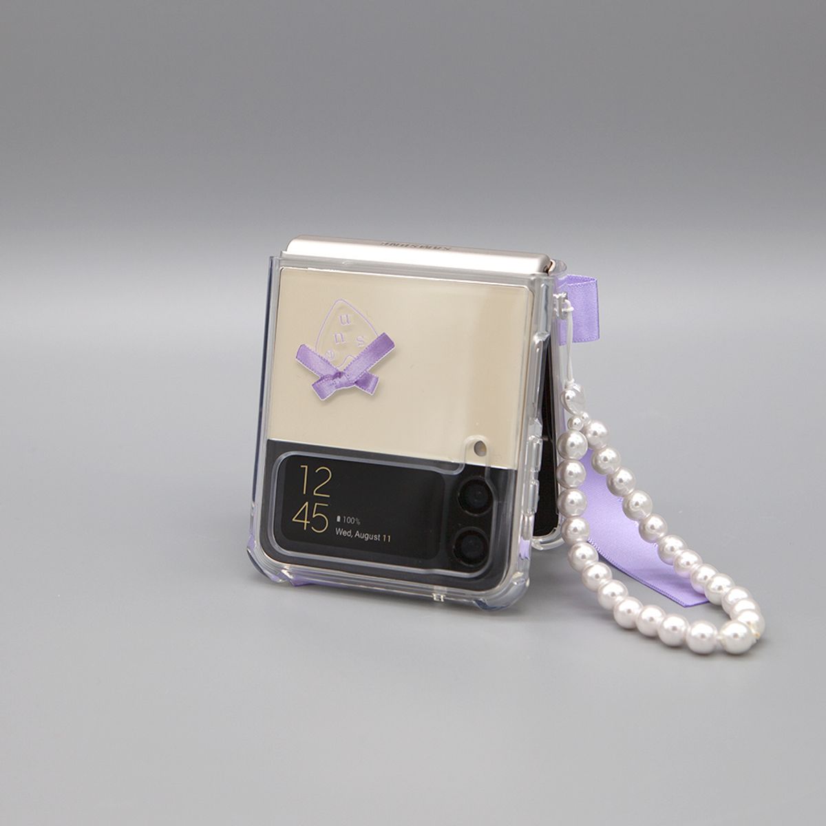 세컨드유니크네임(SECOND UNIQUE NAME) SUN CASE CLEAR BALLET RIBBON PURPLE (Z FLIP)