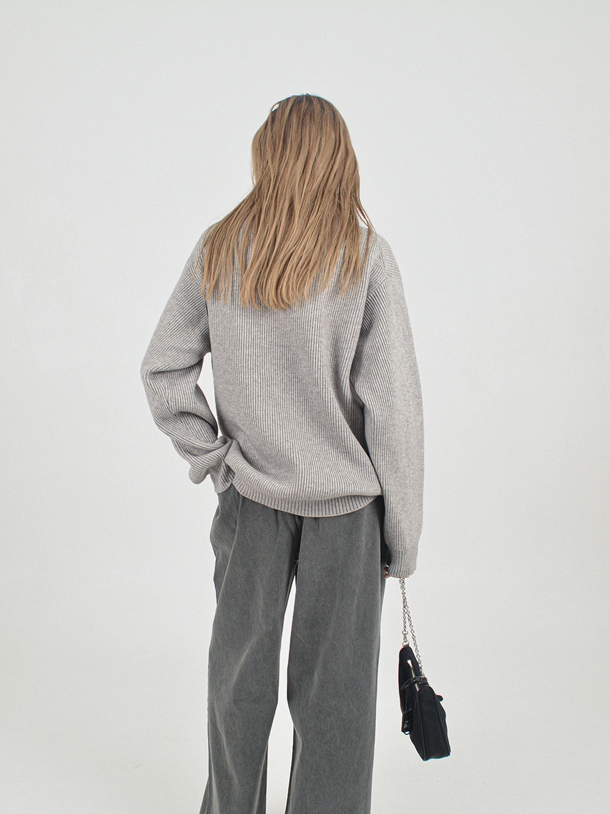 챈세스노이(CHANCE'S NOI) Modal Knit Half Zip-up (Gray)
