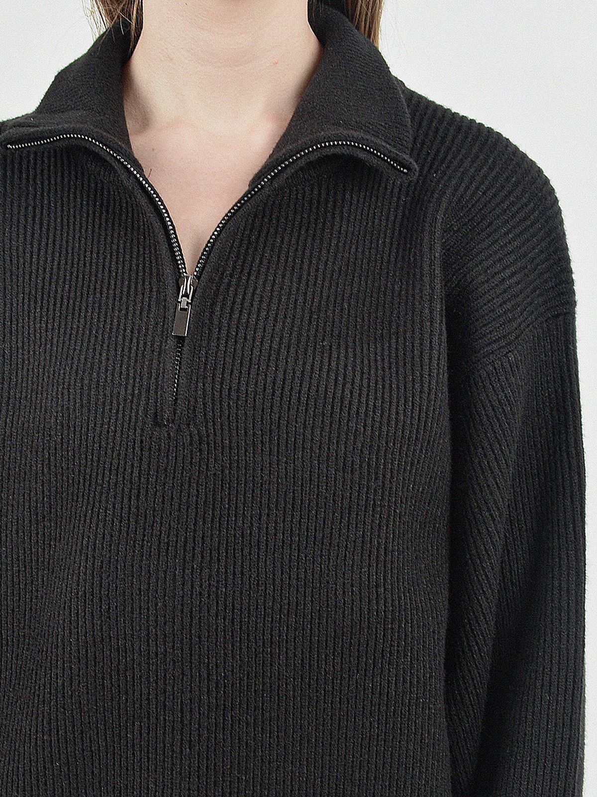 챈세스노이(CHANCE'S NOI) Modal Knit Half Zip-up (Black)