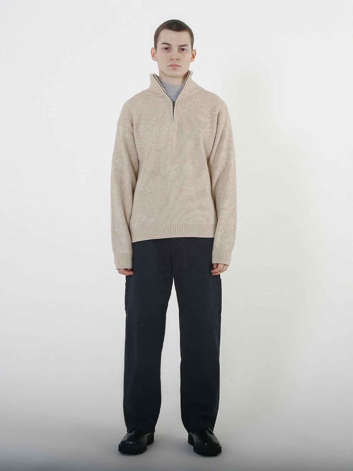 챈세스노이(CHANCE'S NOI) Modal Knit Half Zip-up (Oatmeal)