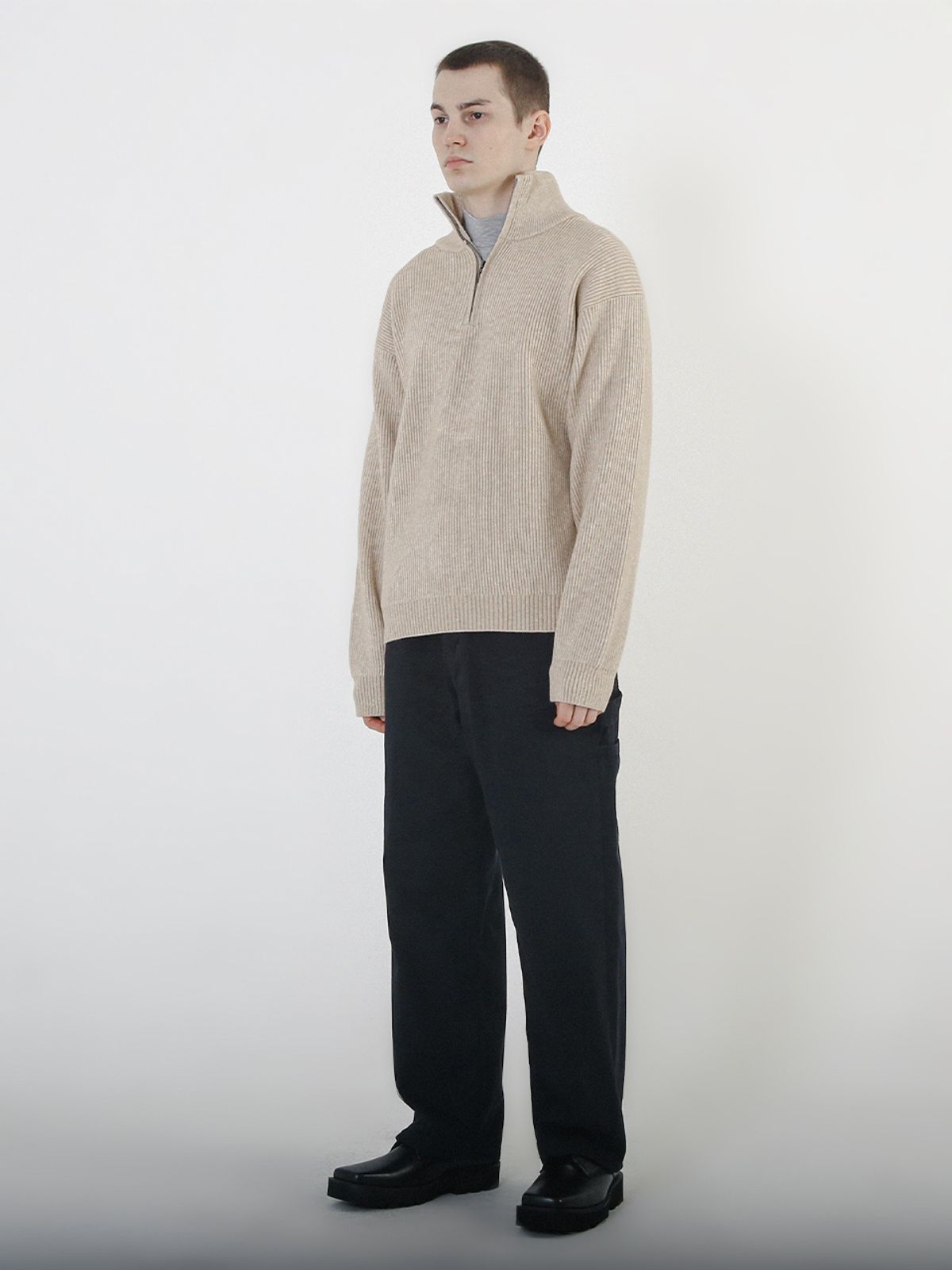 챈세스노이(CHANCE'S NOI) Modal Knit Half Zip-up (Oatmeal)