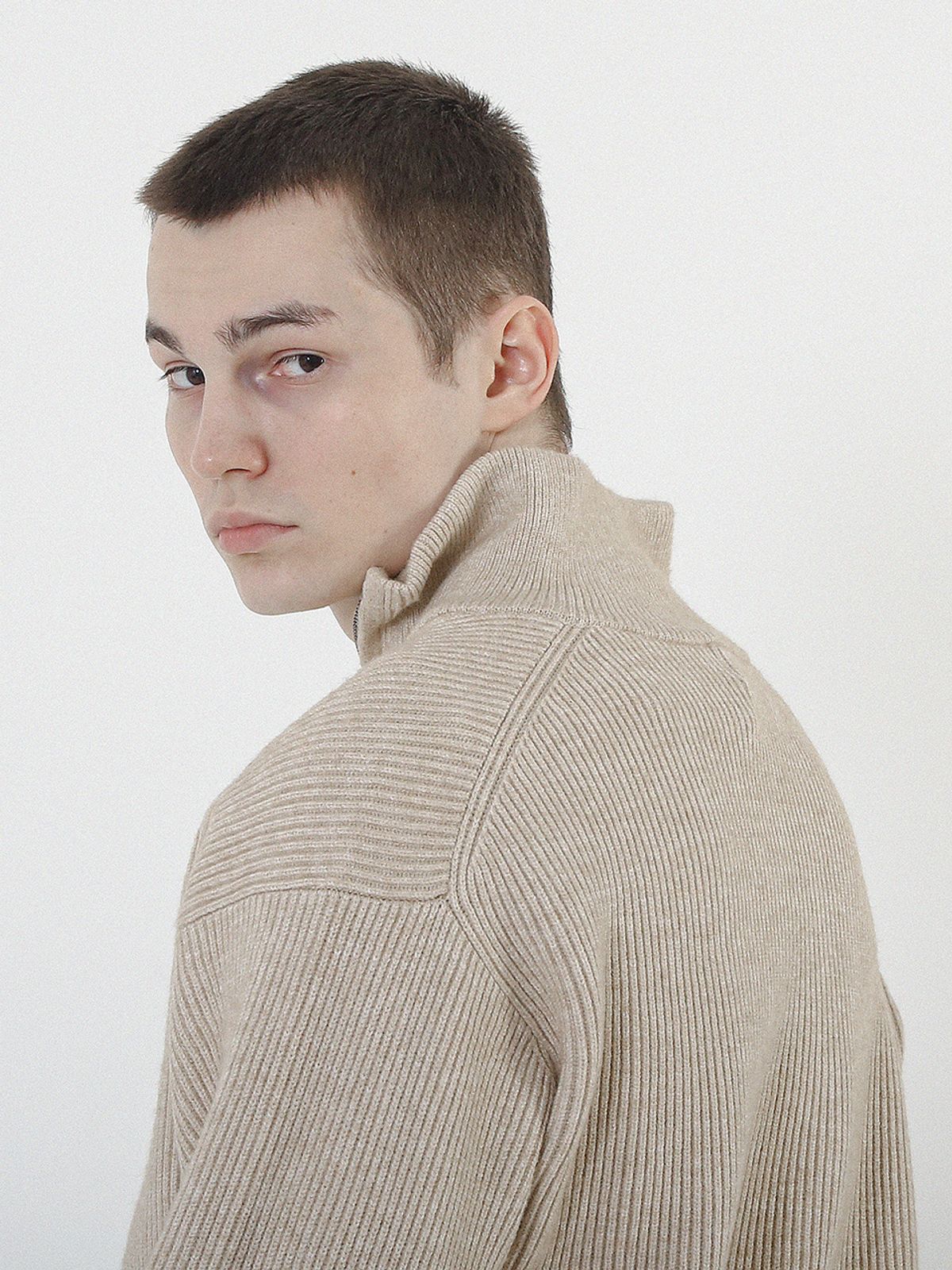 챈세스노이(CHANCE'S NOI) Modal Knit Half Zip-up (Oatmeal)