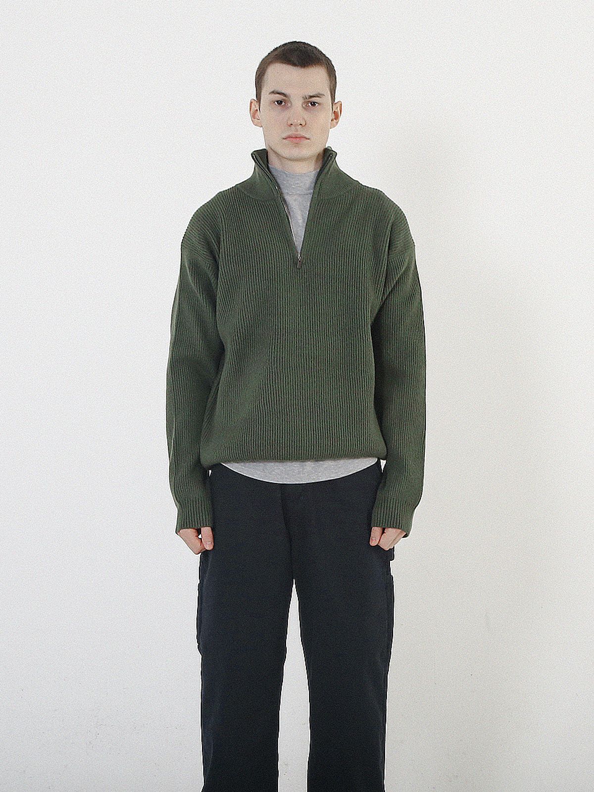 챈세스노이(CHANCE'S NOI) Modal Knit Half Zip-up (Green)