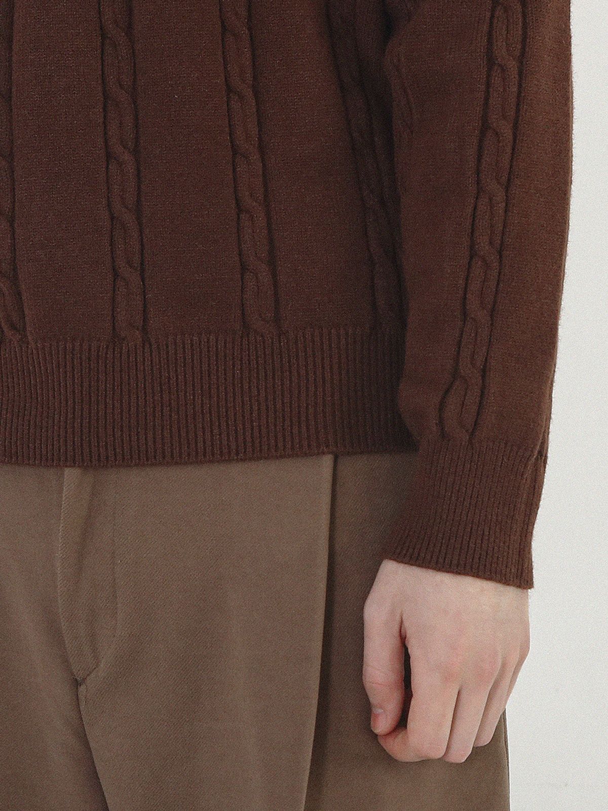 챈세스노이(CHANCE'S NOI) Modal Cable Collar Knit (Brown)