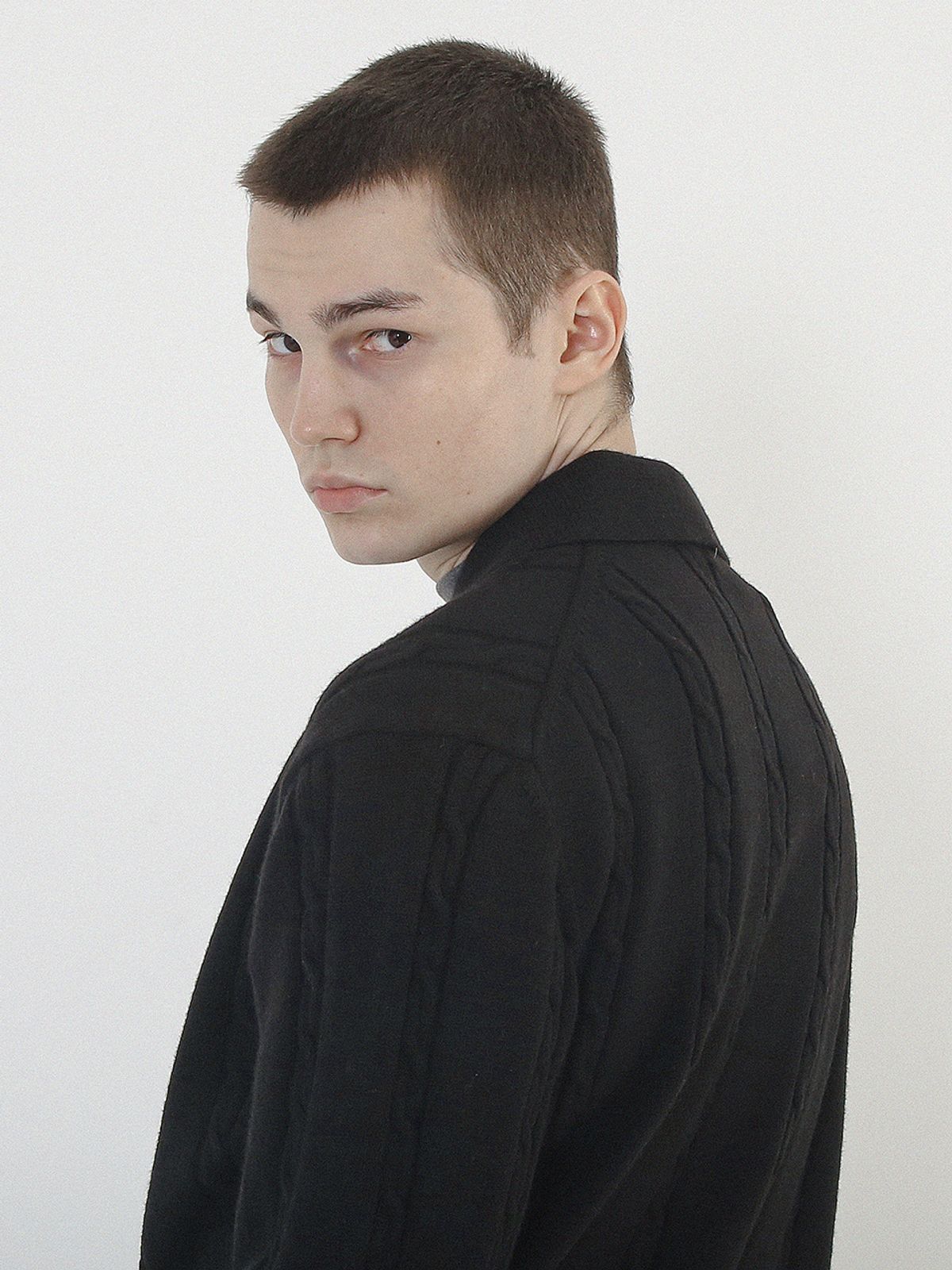 챈세스노이(CHANCE'S NOI) Modal Cable Collar Knit (Black)