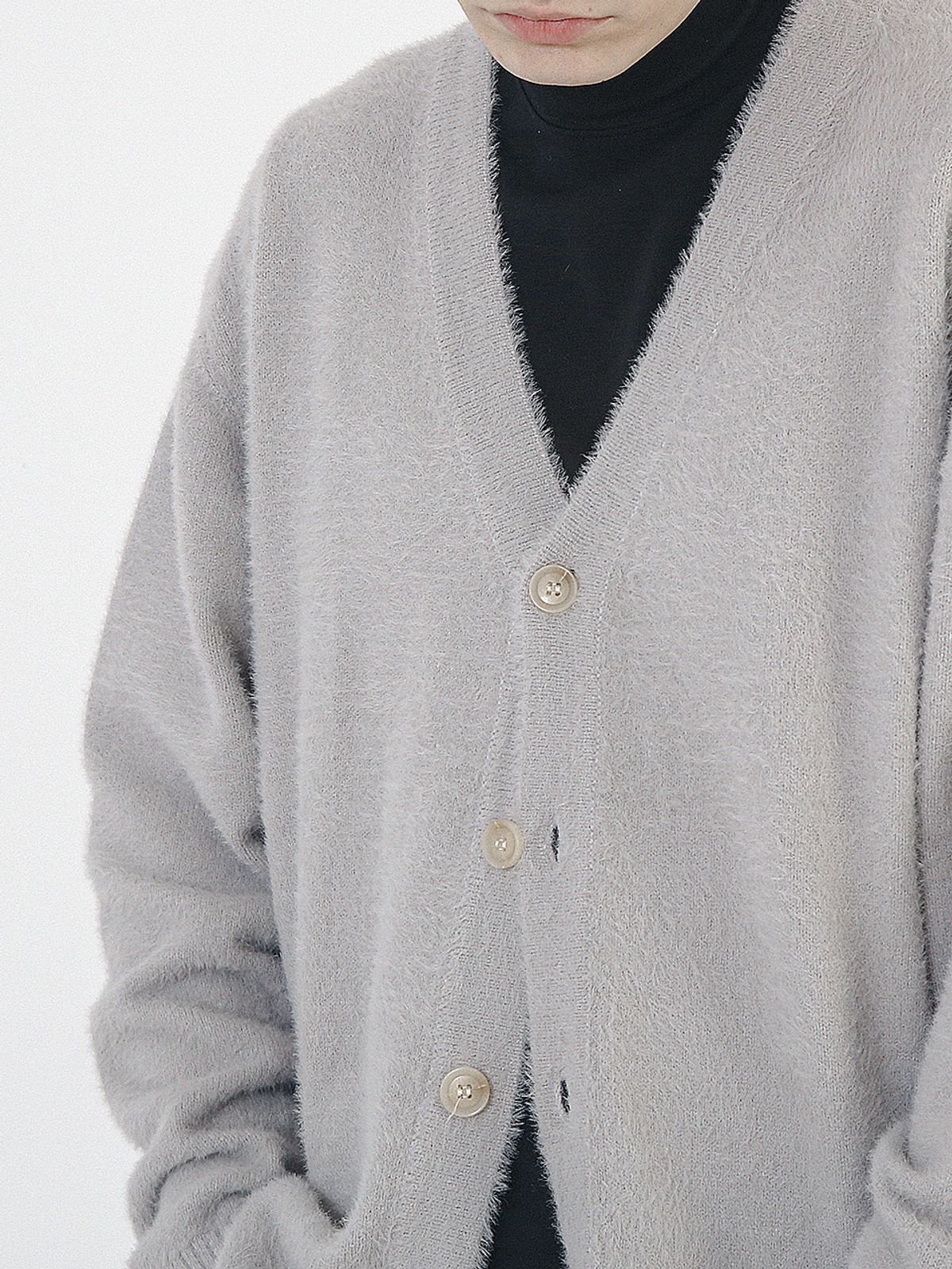 챈세스노이(CHANCE'S NOI) Boocle Angora Cardigan (Gray)