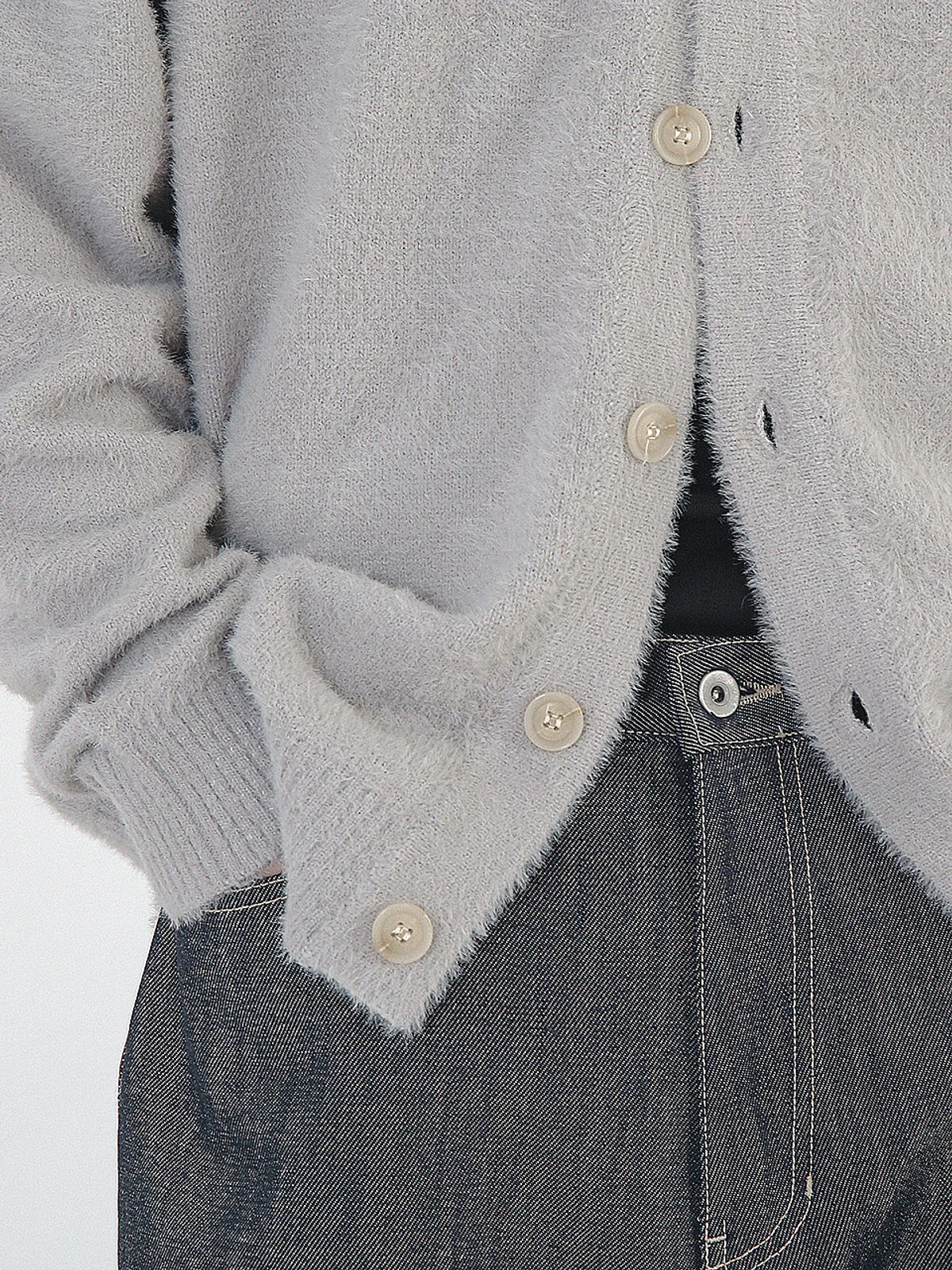 챈세스노이(CHANCE'S NOI) Boocle Angora Cardigan (Gray)