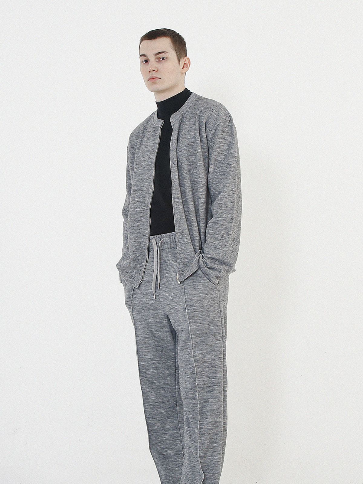 챈세스노이(CHANCE'S NOI) Essential Round Cardigan Zip-Up (Gray)