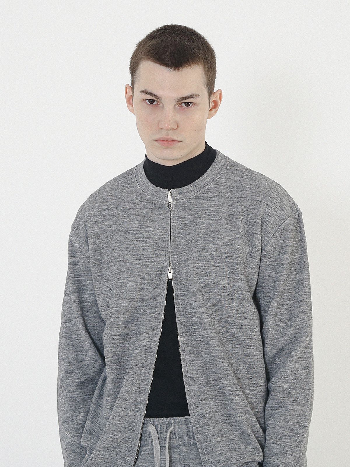 챈세스노이(CHANCE'S NOI) Essential Round Cardigan Zip-Up (Gray)