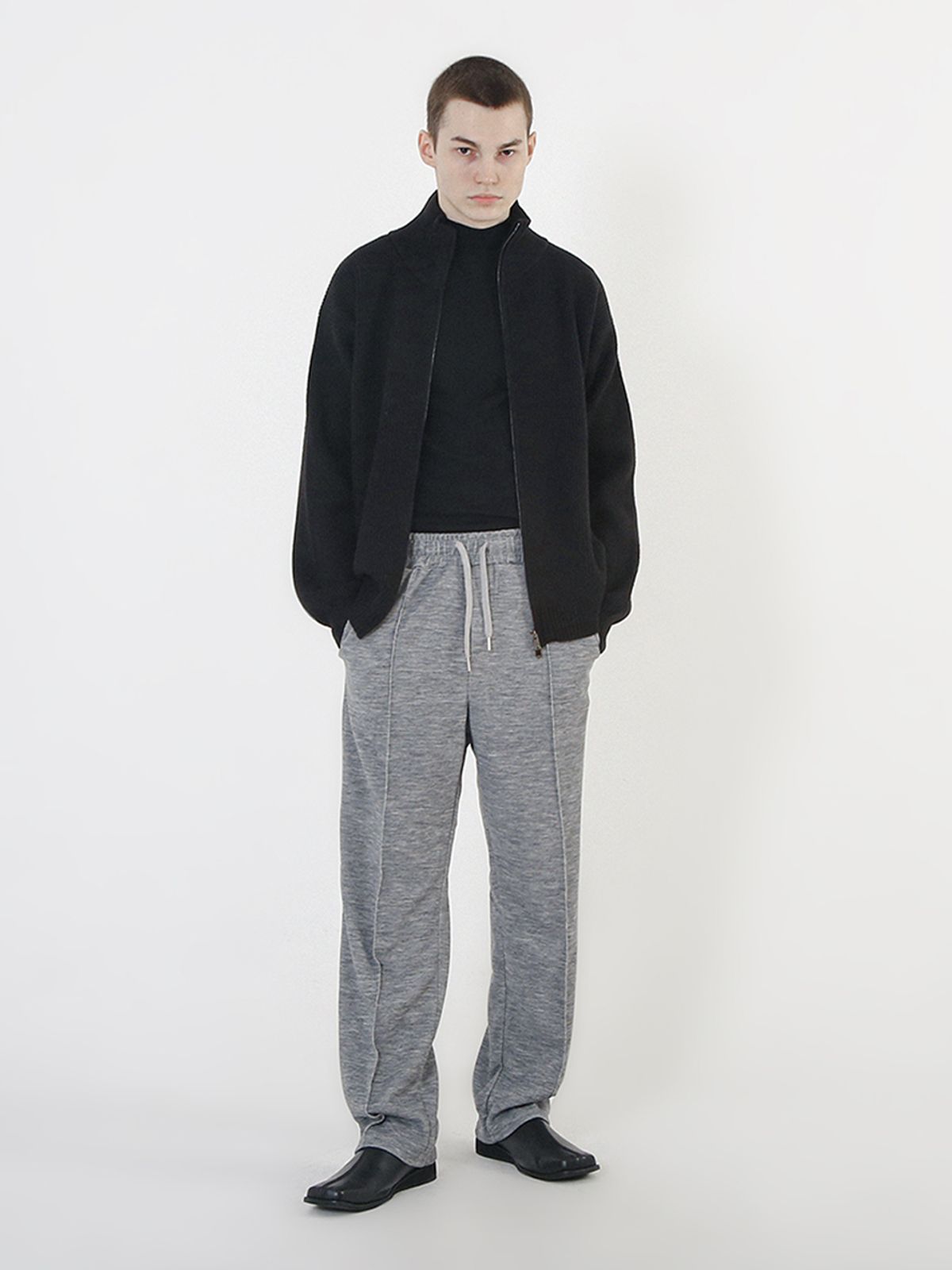 챈세스노이(CHANCE'S NOI) Modal Knit Zip-up Cardigan (Black)