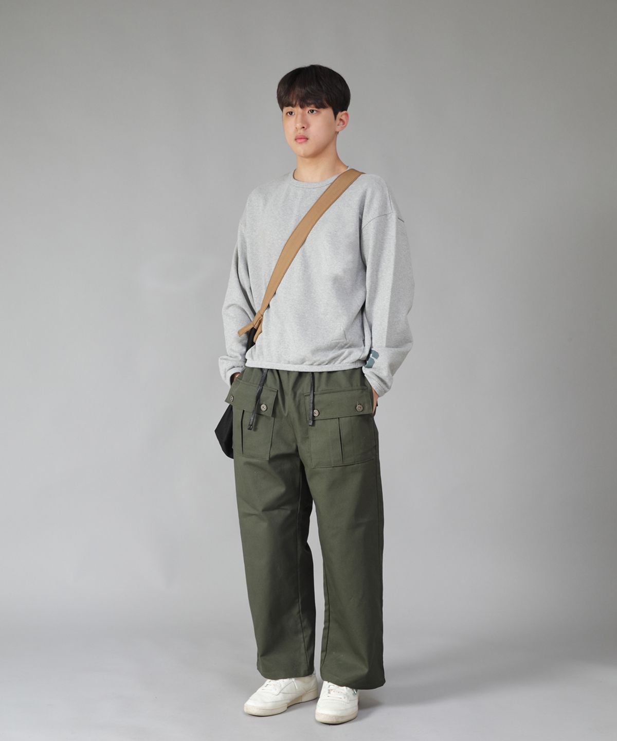 세인트크루(SAINTCREW) EX와이드 더블버튼 카고팬츠 EDC-345 카키