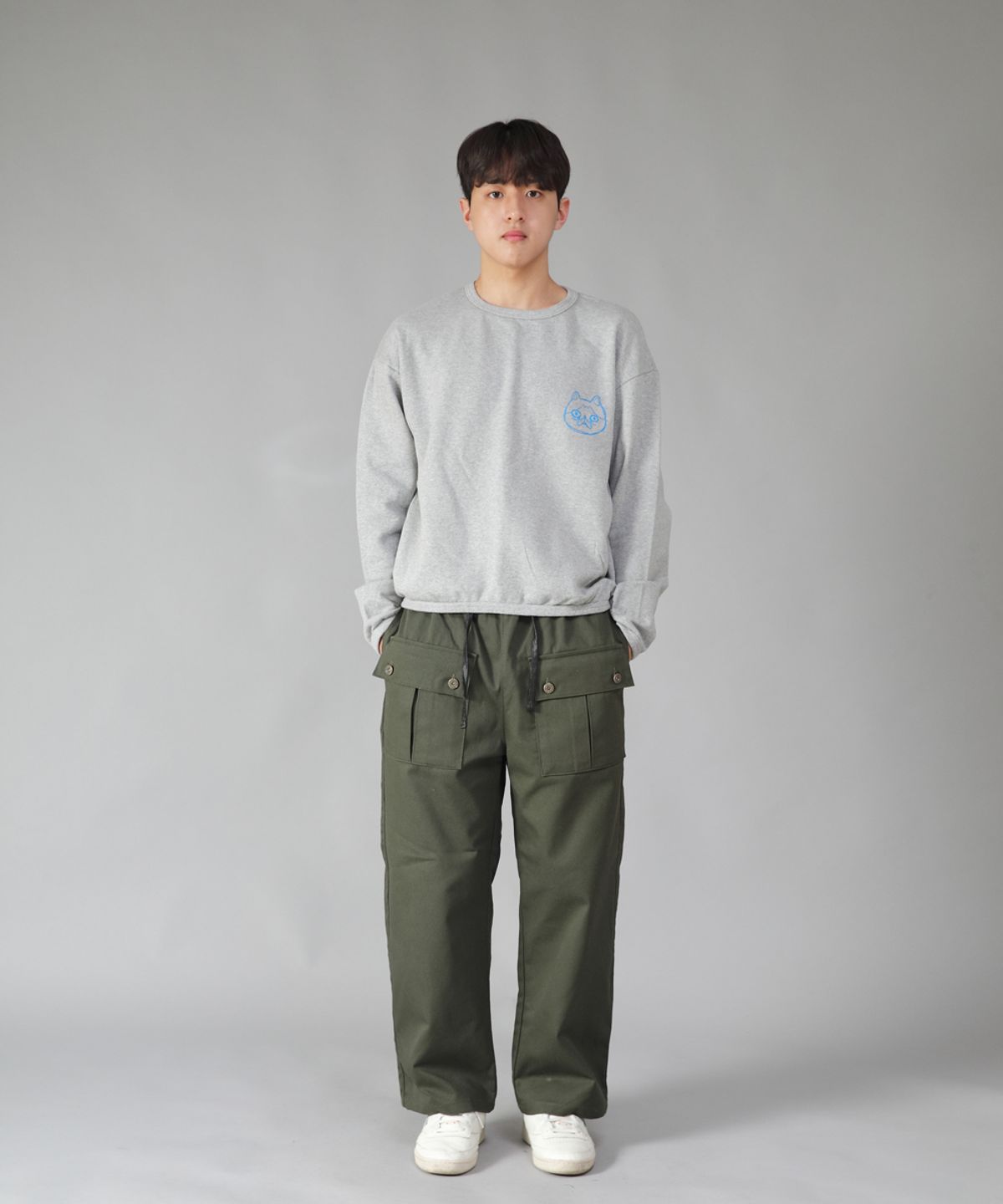 세인트크루(SAINTCREW) EX와이드 더블버튼 카고팬츠 EDC-345 카키