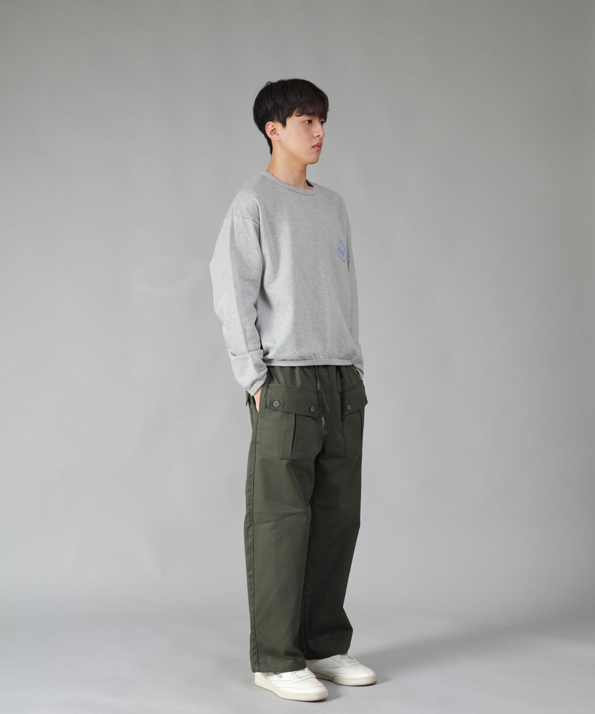 세인트크루(SAINTCREW) EX와이드 더블버튼 카고팬츠 EDC-345 카키