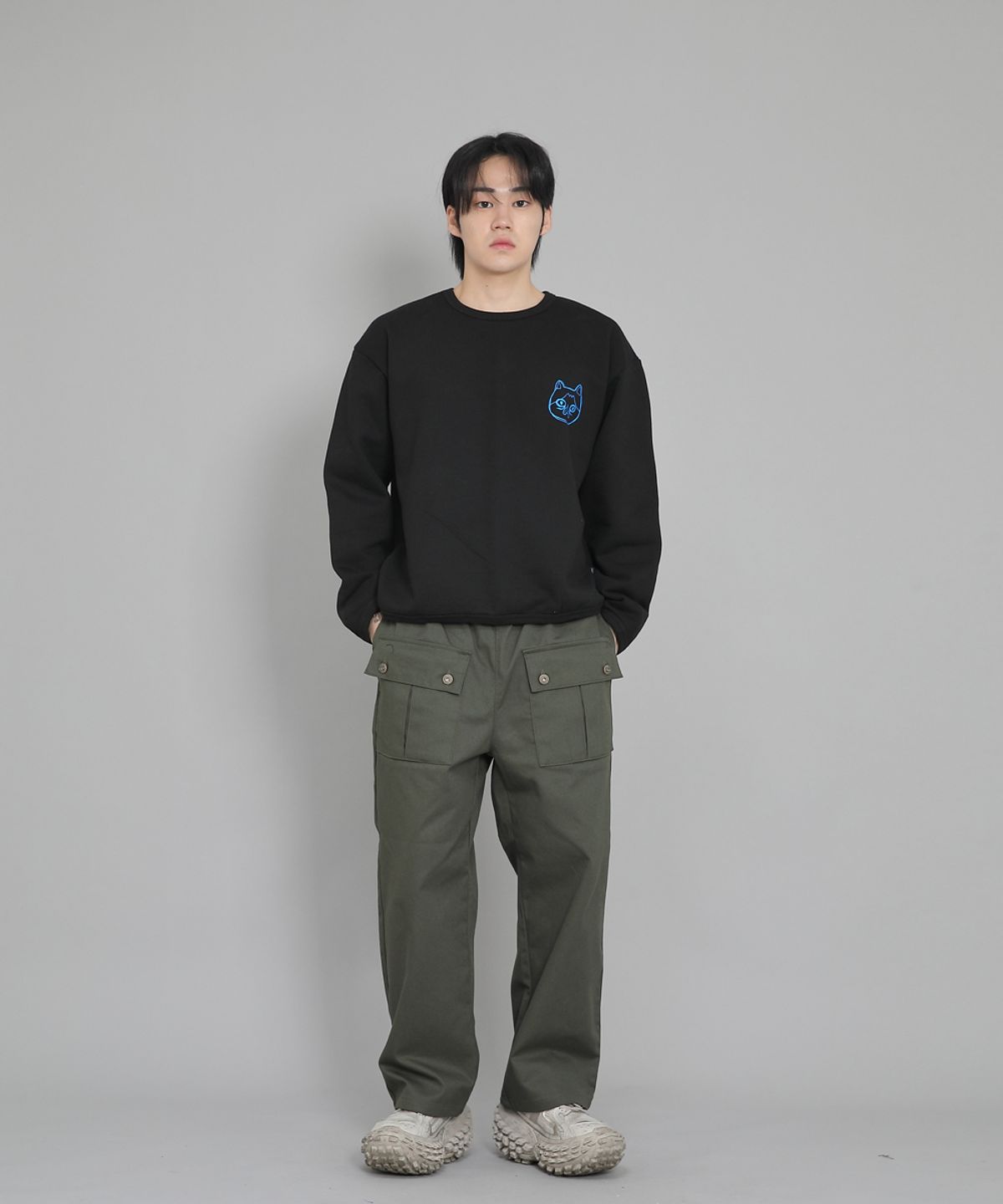 세인트크루(SAINTCREW) EX와이드 더블버튼 카고팬츠 EDC-345 카키