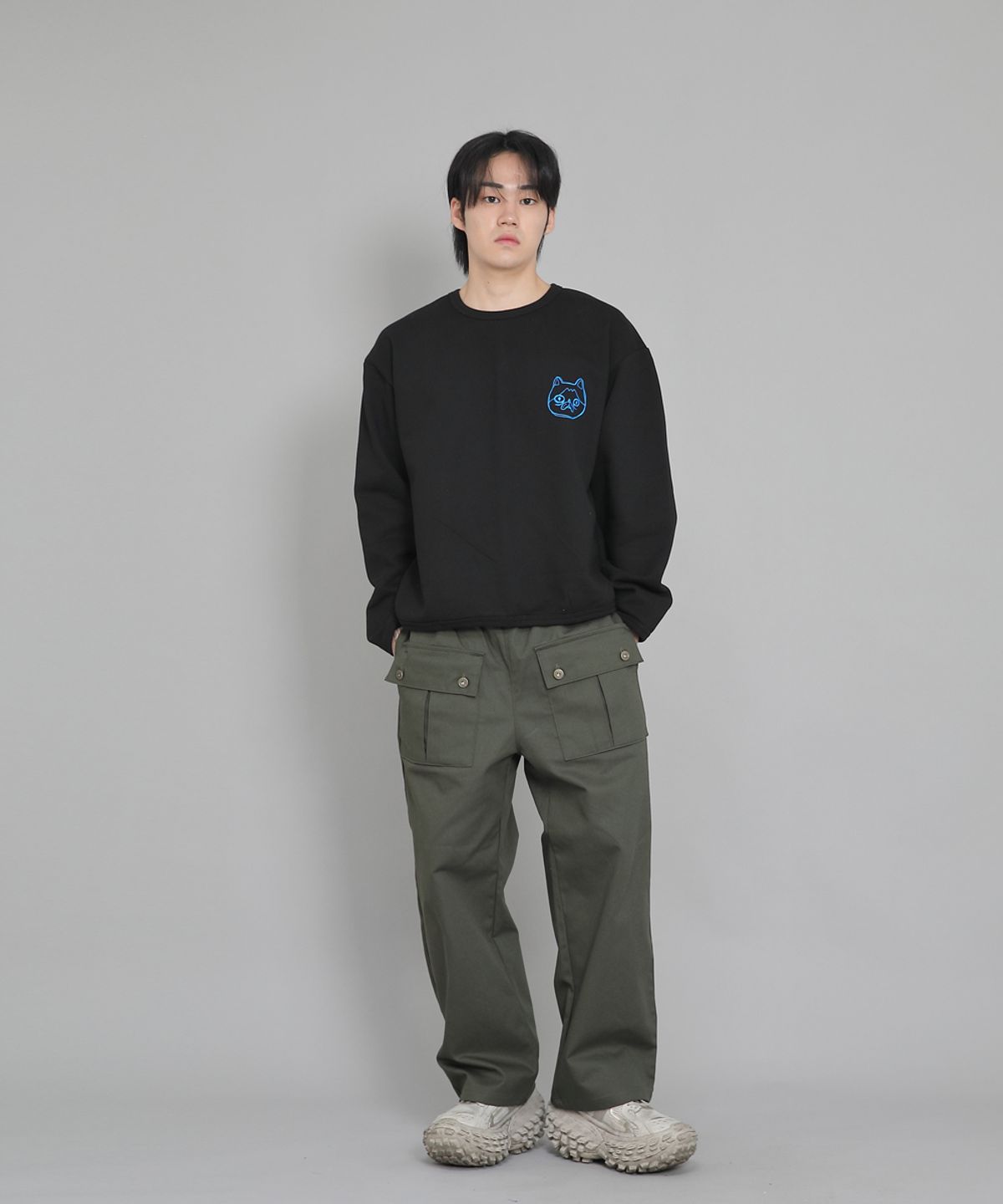 세인트크루(SAINTCREW) EX와이드 더블버튼 카고팬츠 EDC-345 카키